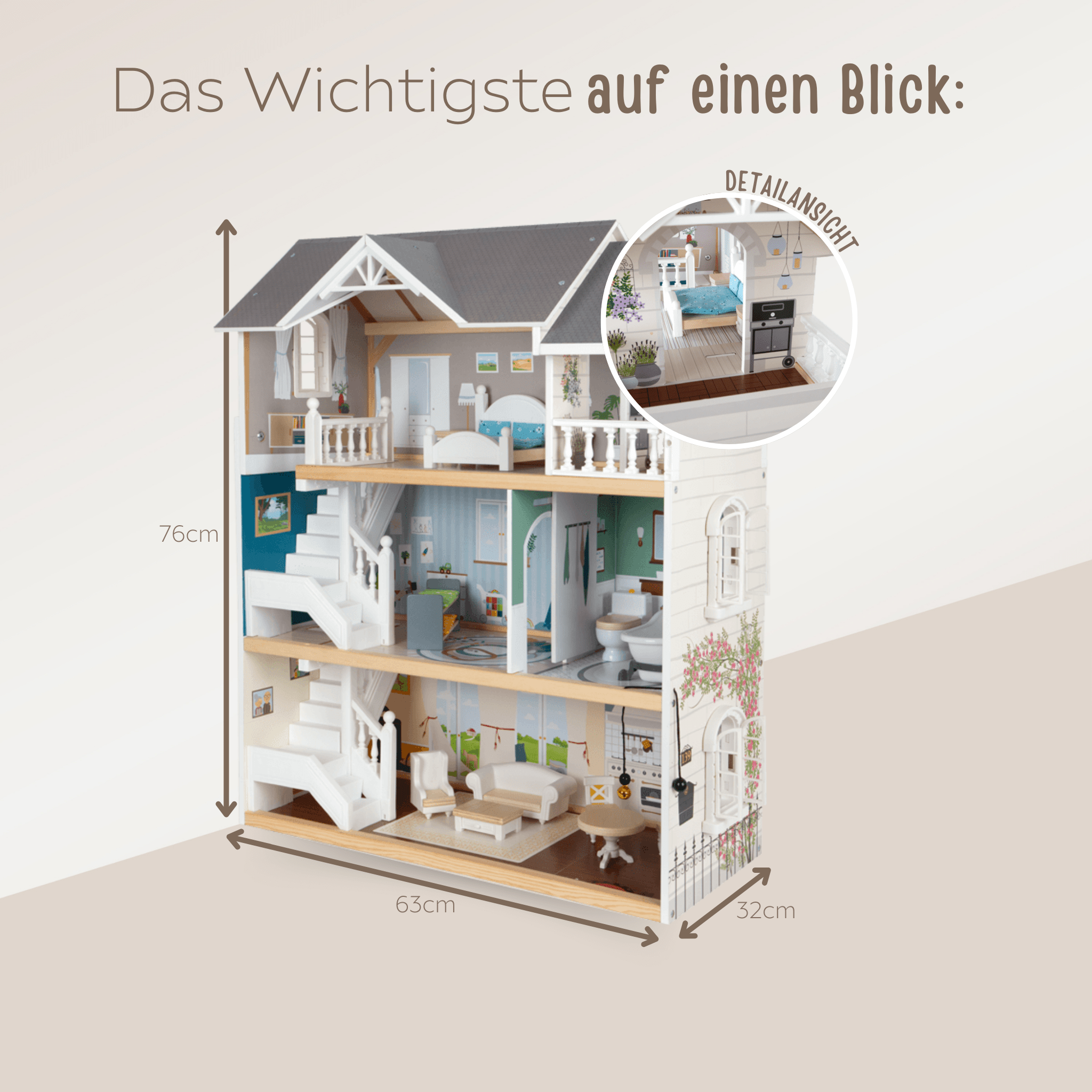 SMALL FOOT Puppenhaus personalisiert - wunderwunsch