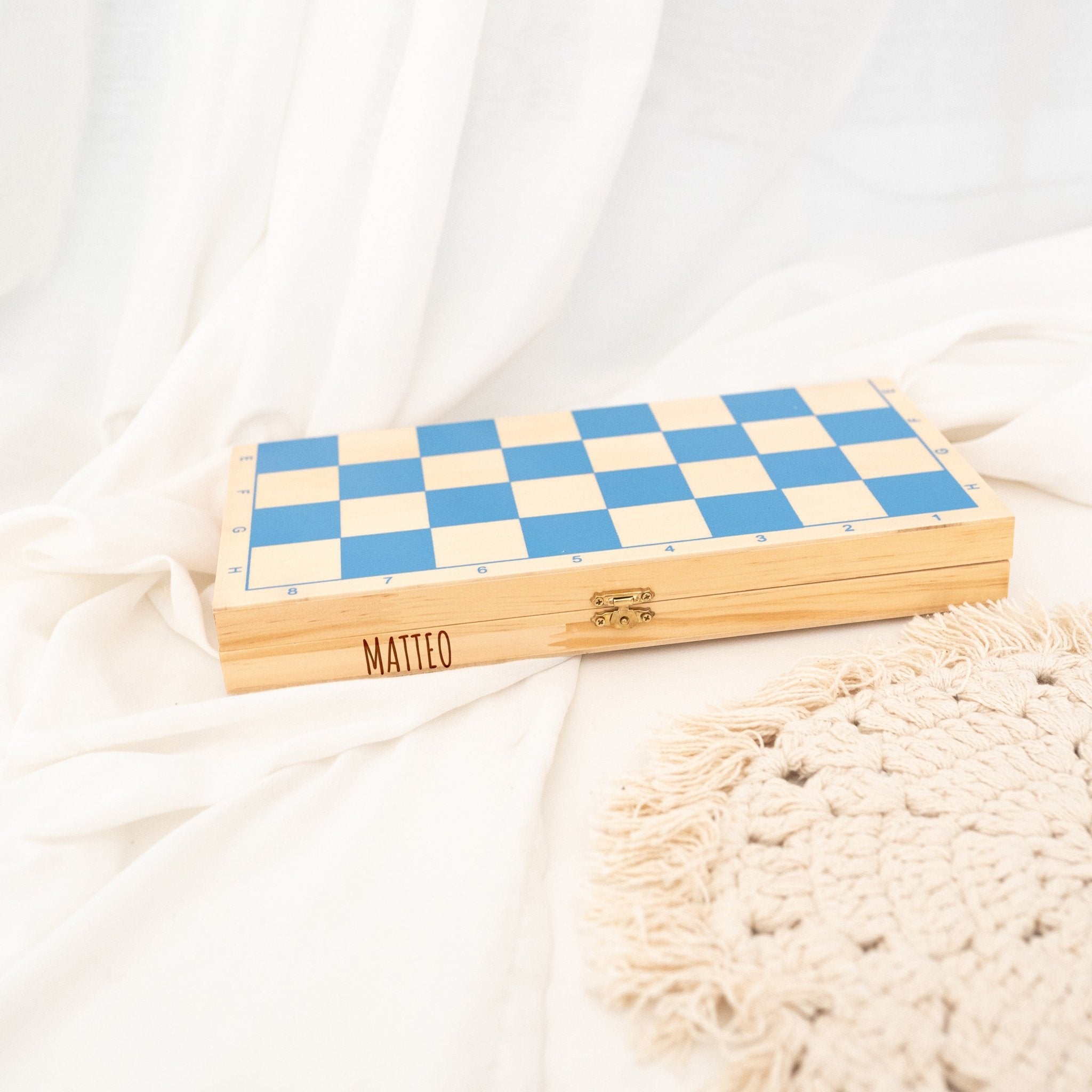 SMALL FOOT Schach Spiel "Ritter" blau personalisiert - wunderwunsch
