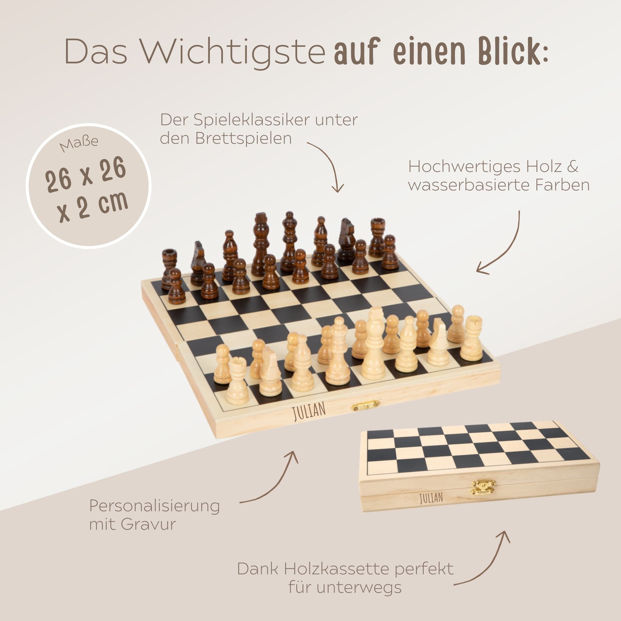 SMALL FOOT Schach Spiel "Standard" personalisiert - wunderwunsch