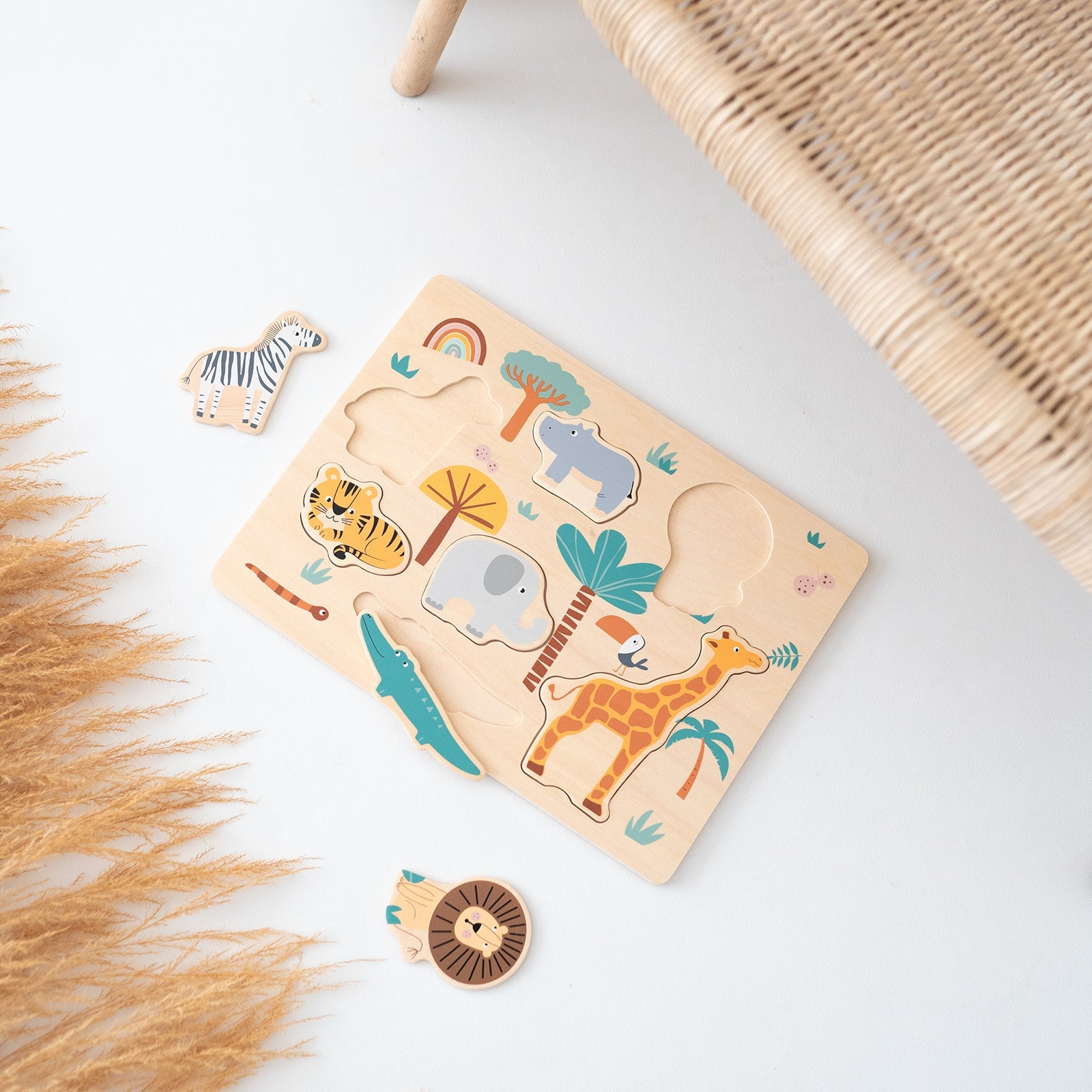 SMALL FOOT Setzpuzzle Safari Tiere personalisiert - wunderwunsch