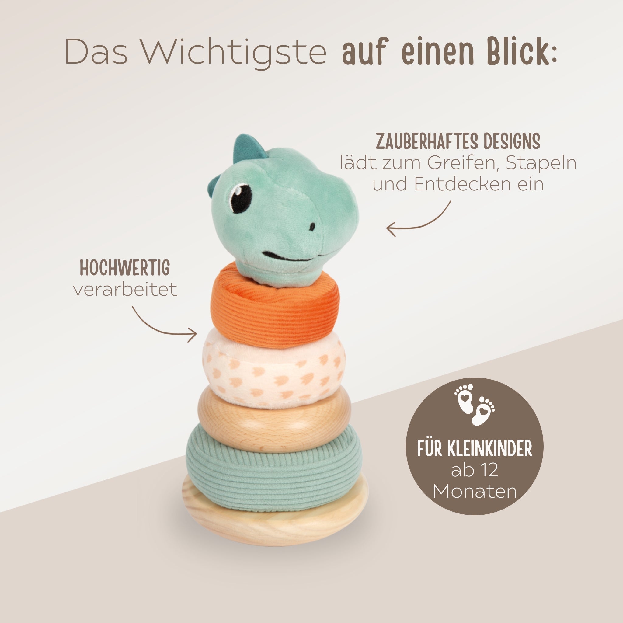 SMALL FOOT Stapelturm Dino Plüsch - wunderwunsch