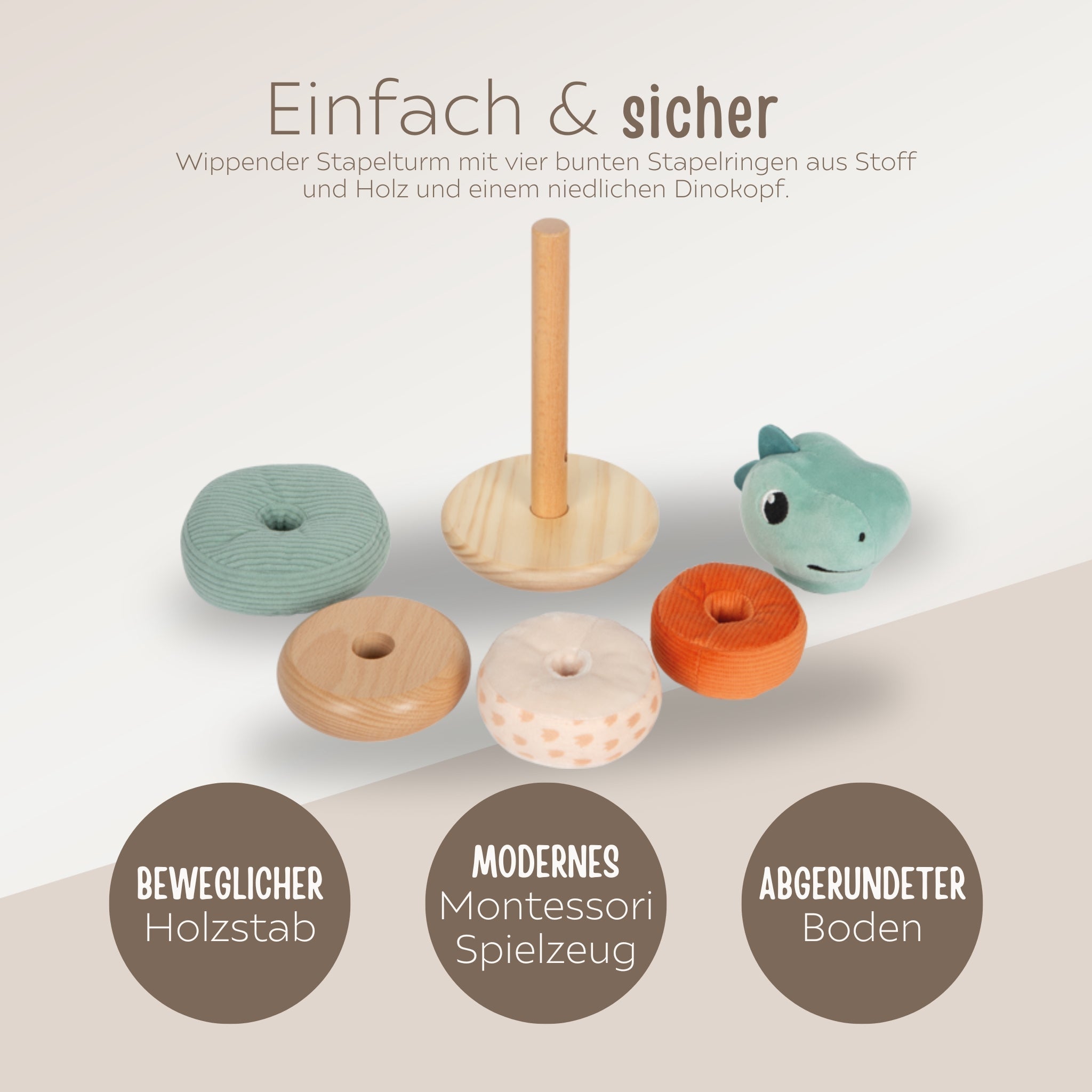 SMALL FOOT Stapelturm Dino Plüsch - wunderwunsch