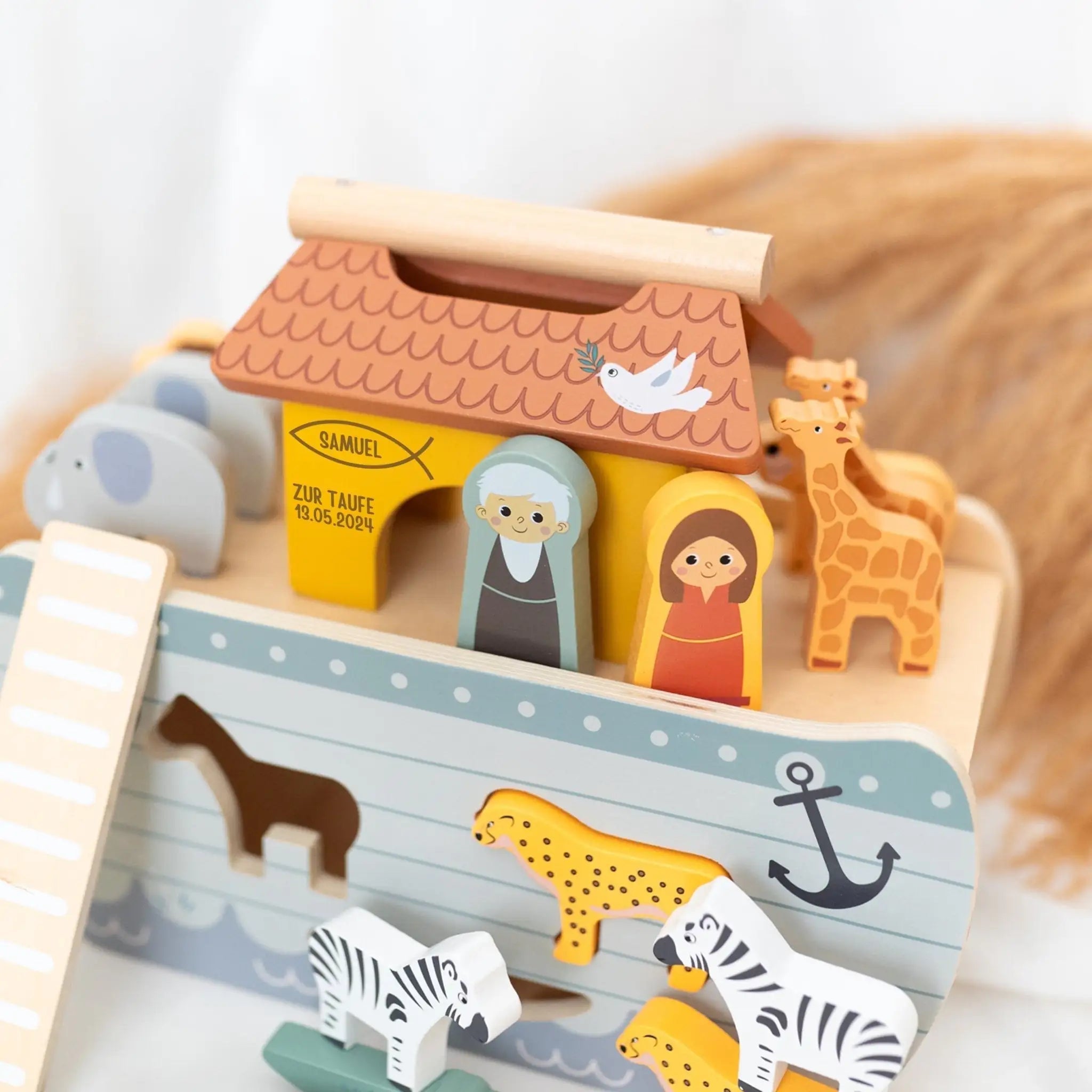 SMALL FOOT Steckspiel Arche Noah Safari Tiere personalisierbar - wunderwunsch