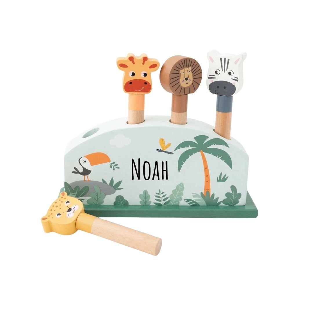 SMALL FOOT Steckspiel hüpfende Tiere personalisierbar - wunderwunsch