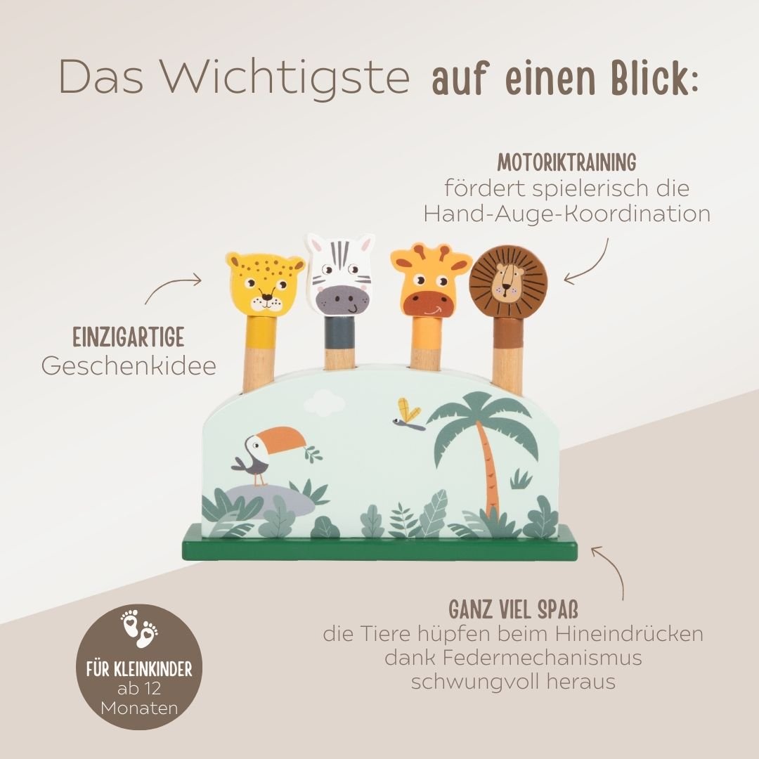 SMALL FOOT Steckspiel hüpfende Tiere personalisierbar - wunderwunsch