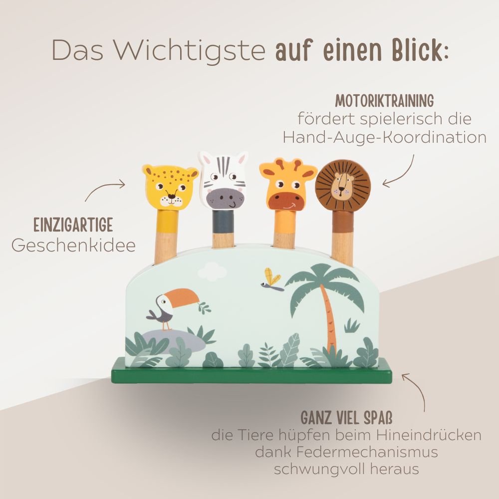 SMALL FOOT Steckspiel hüpfende Tiere personalisierbar - wunderwunsch