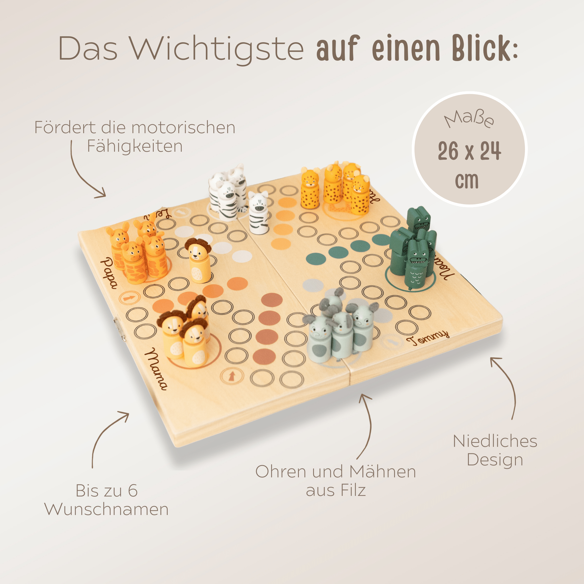 SMALL FOOT XXL Ludo - Spiel Safari für 6 Personen - wunderwunsch