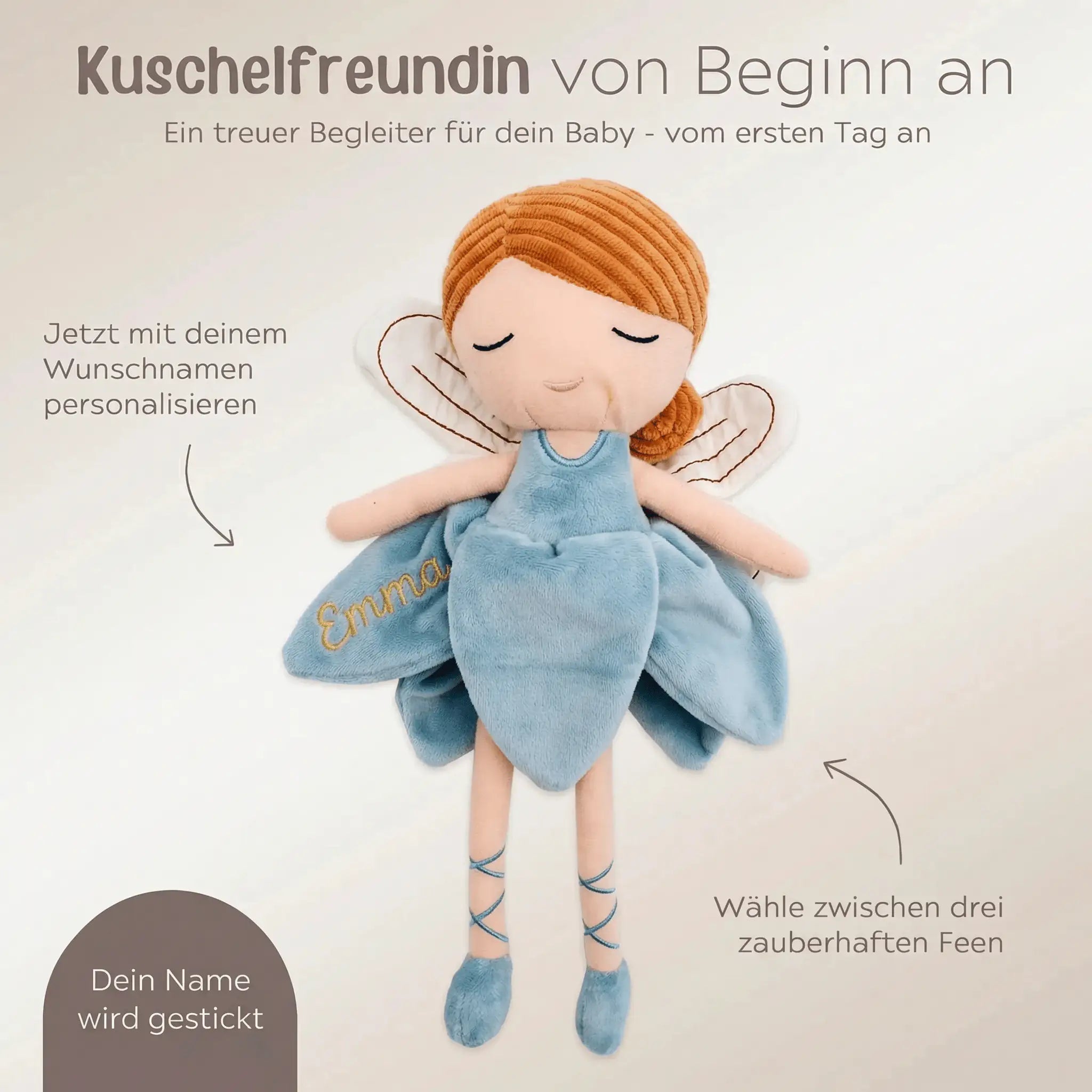 *SONDEREDITION* JOLLEIN Stoffpuppe Fee mit goldenem Stick - wunderwunsch