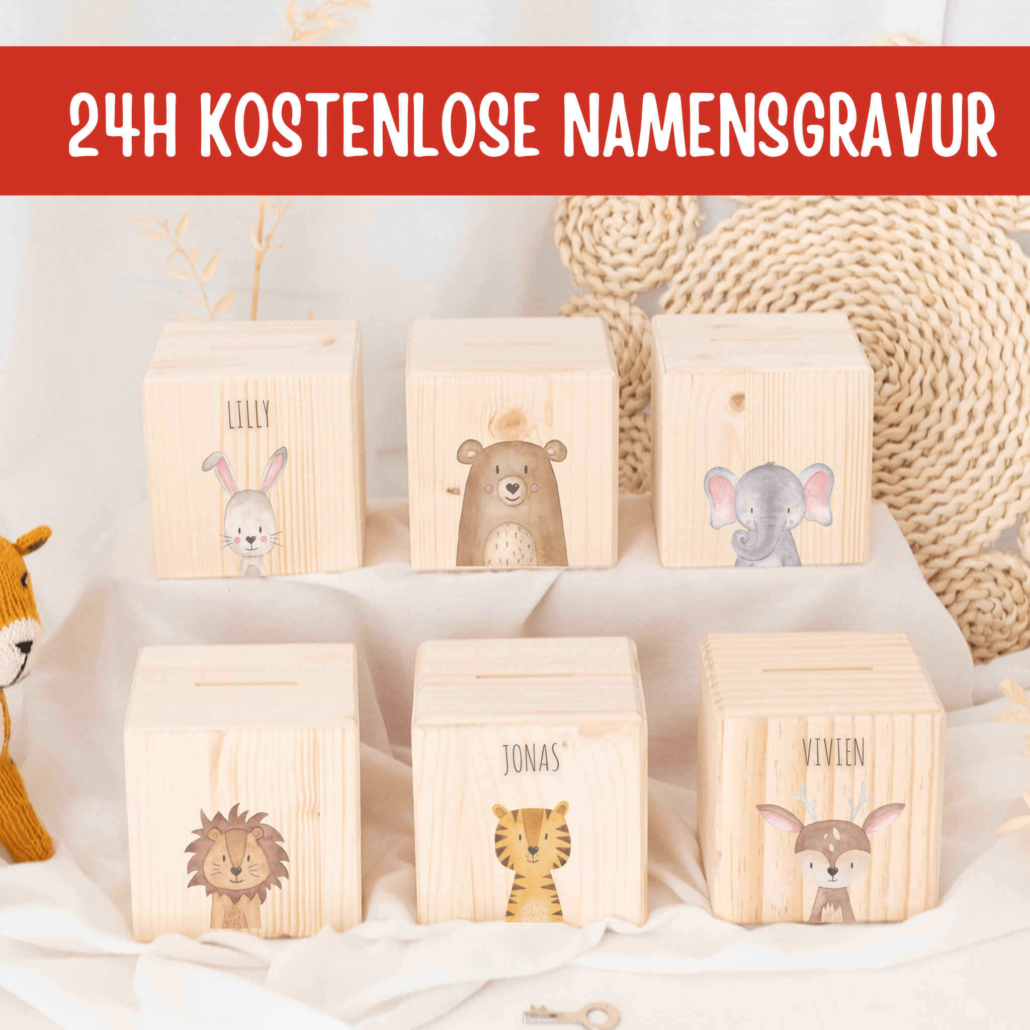 Spardose Holz mit kostenloser Gravur - wunderwunsch