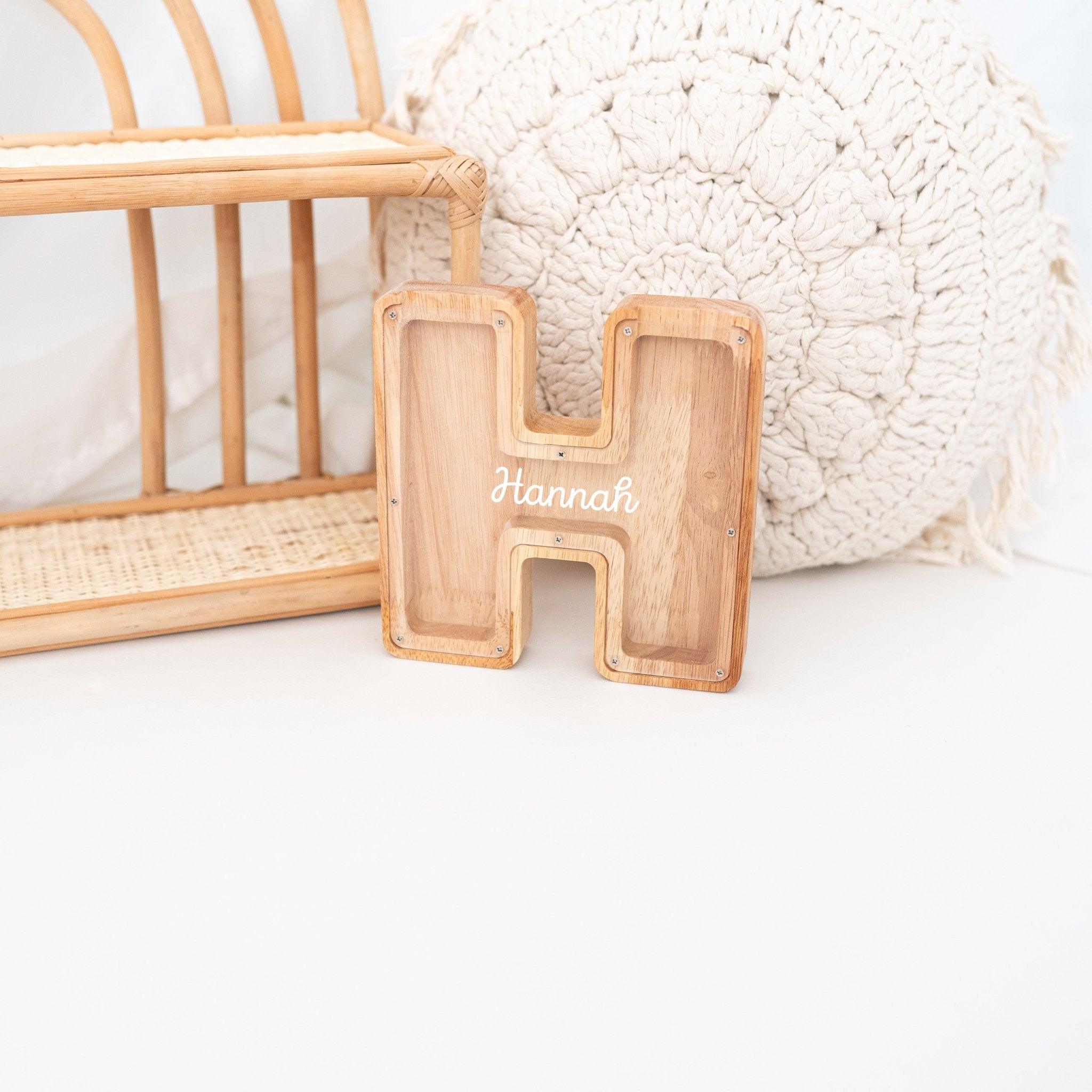 Spardose Holz mit Wunschnamen - Buchstaben - wunderwunsch