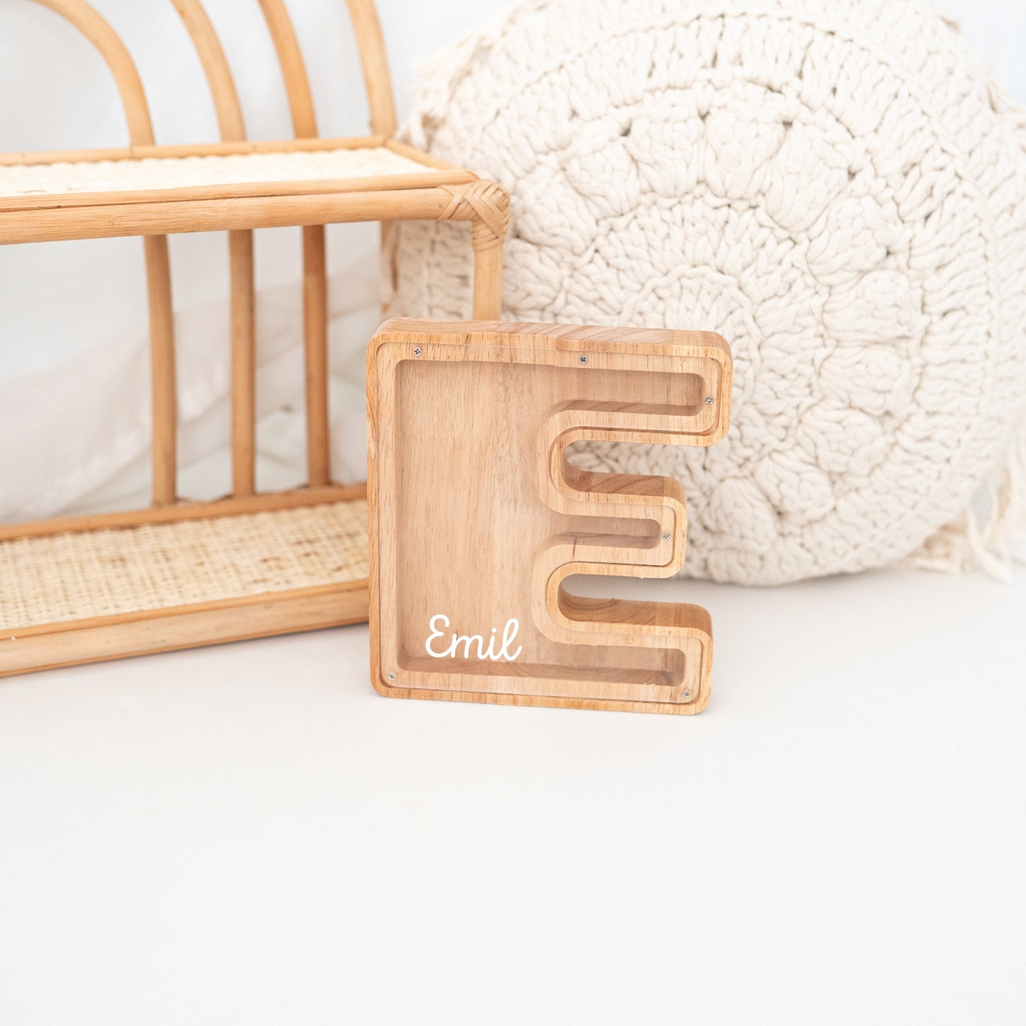 Spardose Holz mit Wunschnamen - Buchstaben - wunderwunsch