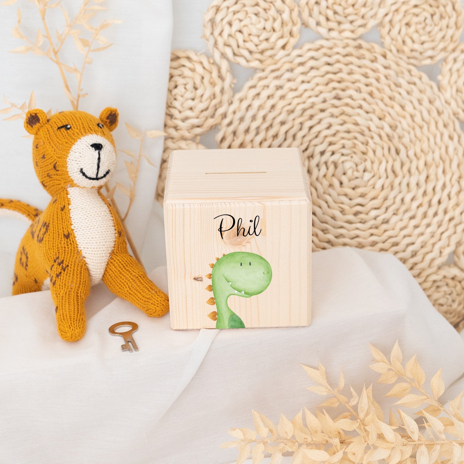 Spardose Holz personalisiert - Tier Aquarell - wunderwunsch