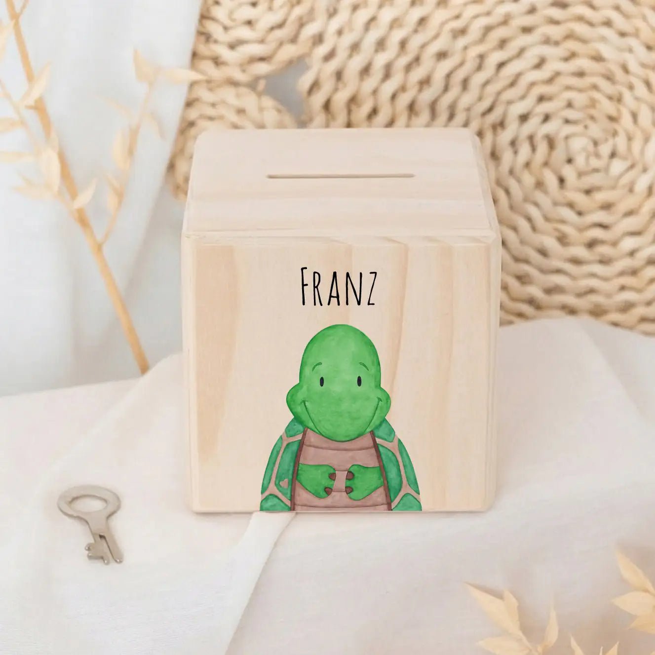 Spardose Holz personalisiert - Tier Aquarell - wunderwunsch