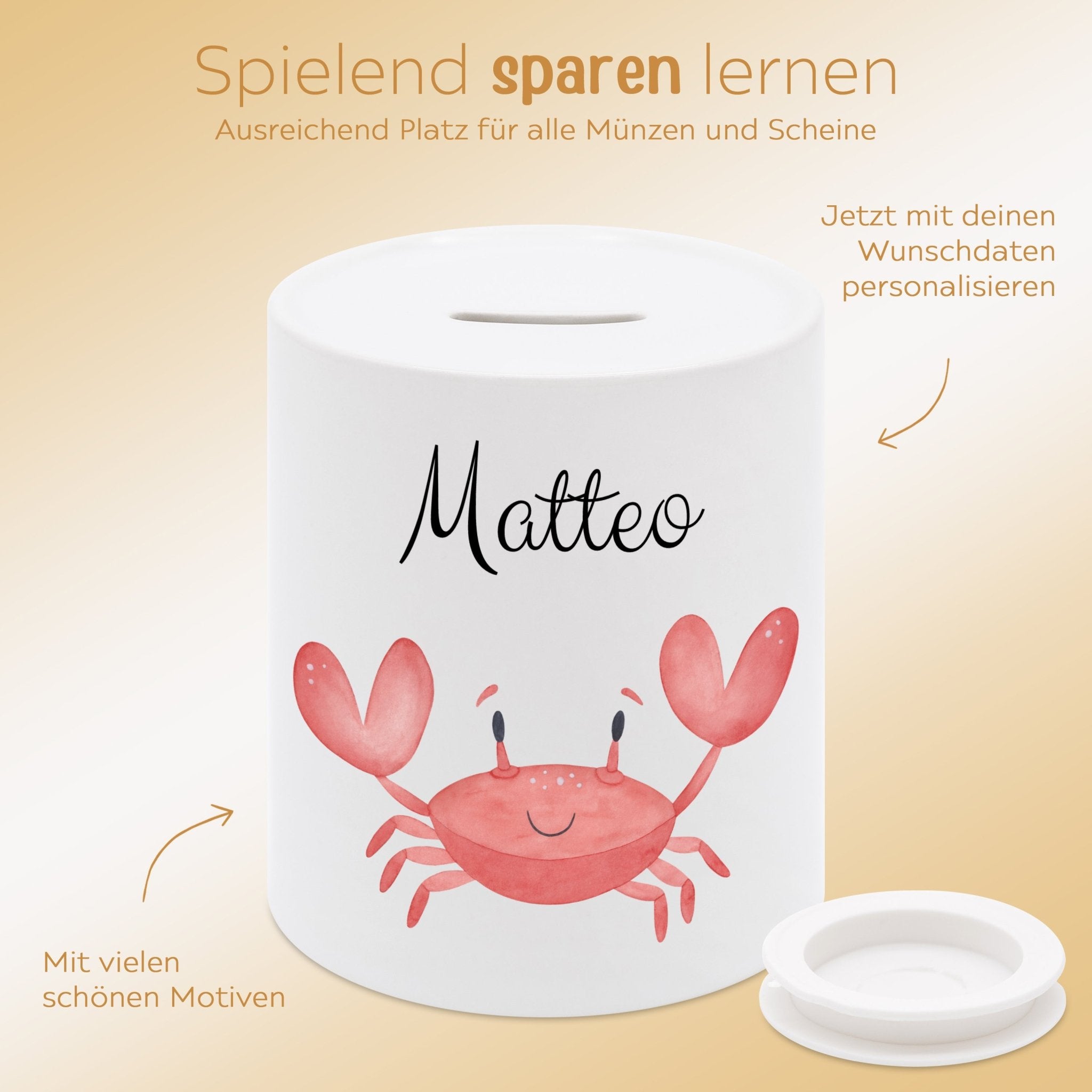 Spardose Keramik personalisiert - Meerestier Aquarell - wunderwunsch