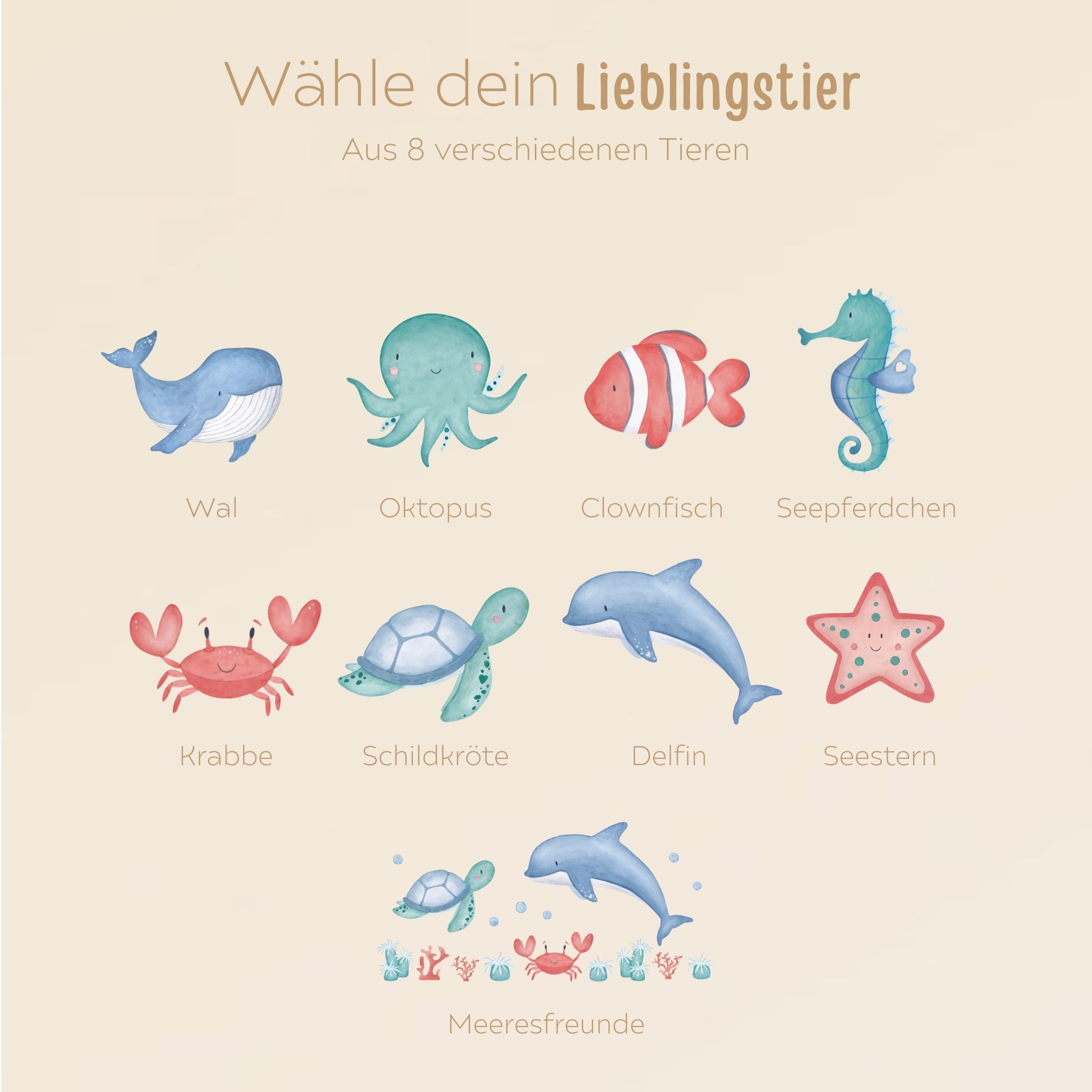 Spardose Keramik personalisiert - Meerestier Aquarell - wunderwunsch