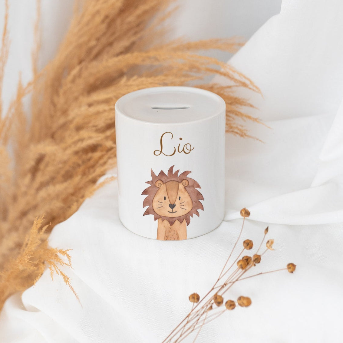 Spardose Keramik personalisiert - Tier Aquarell - wunderwunsch