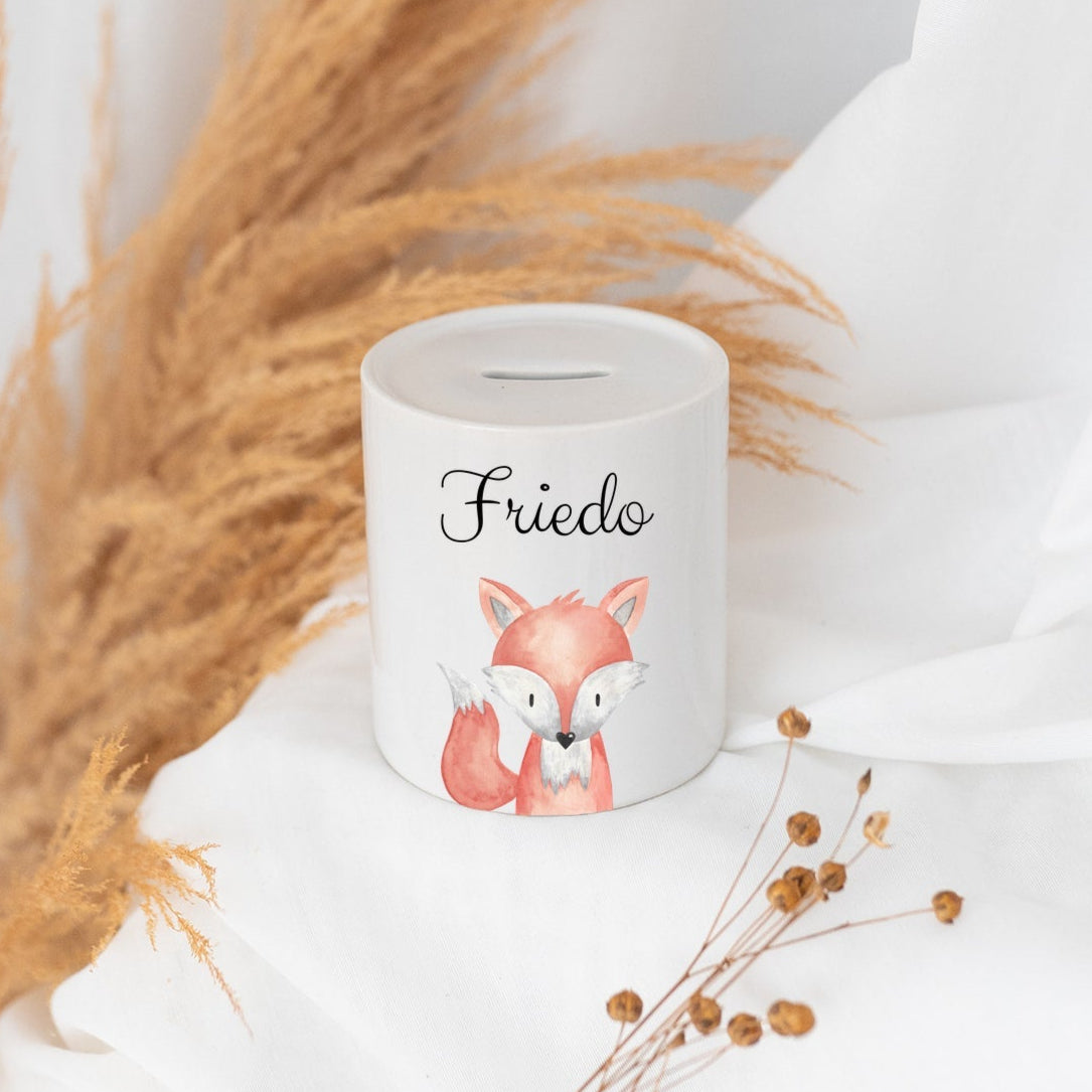 Spardose Keramik personalisiert - Tier Aquarell - wunderwunsch