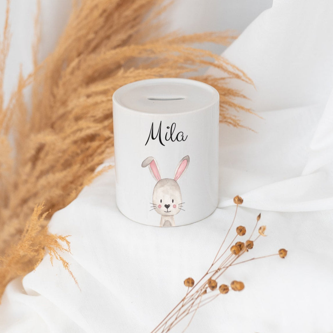 Spardose Keramik personalisiert - Tier Aquarell - wunderwunsch