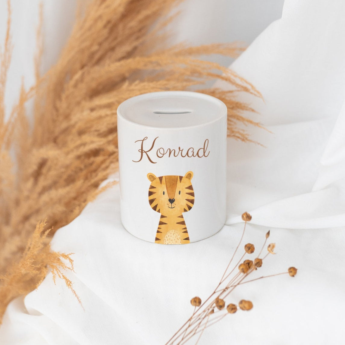 Spardose Keramik personalisiert - Tier Aquarell - wunderwunsch