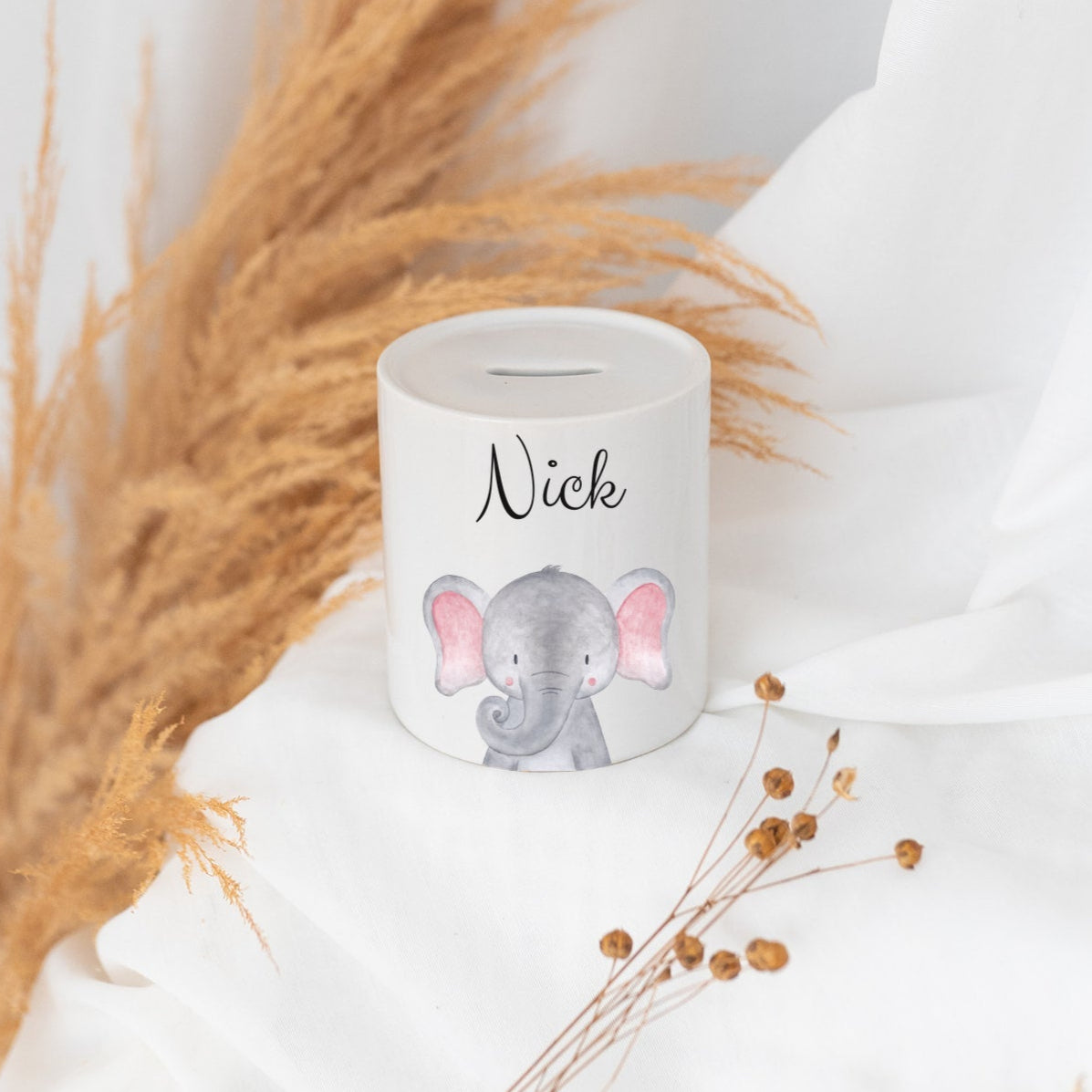 Spardose Keramik personalisiert - Tier Aquarell - wunderwunsch