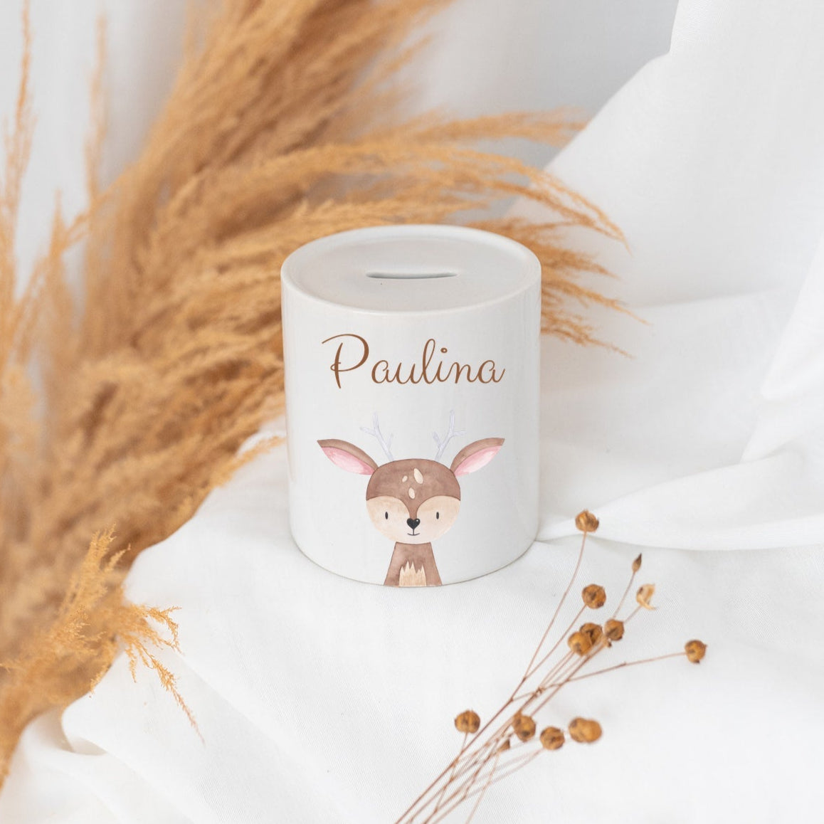 Spardose Keramik personalisiert - Tier Aquarell - wunderwunsch