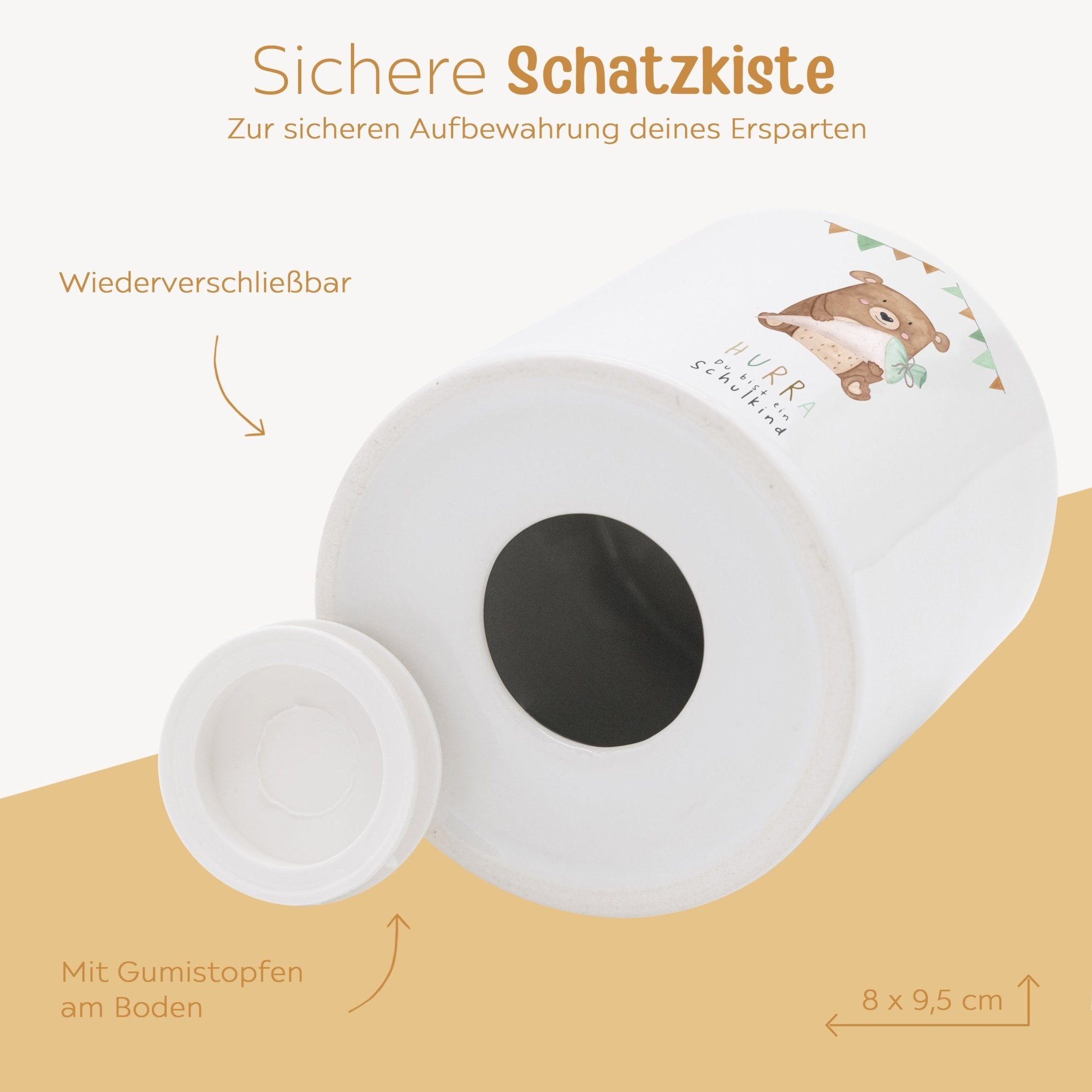Spardose Keramik - Schulkind Tier Aquarell - wunderwunsch