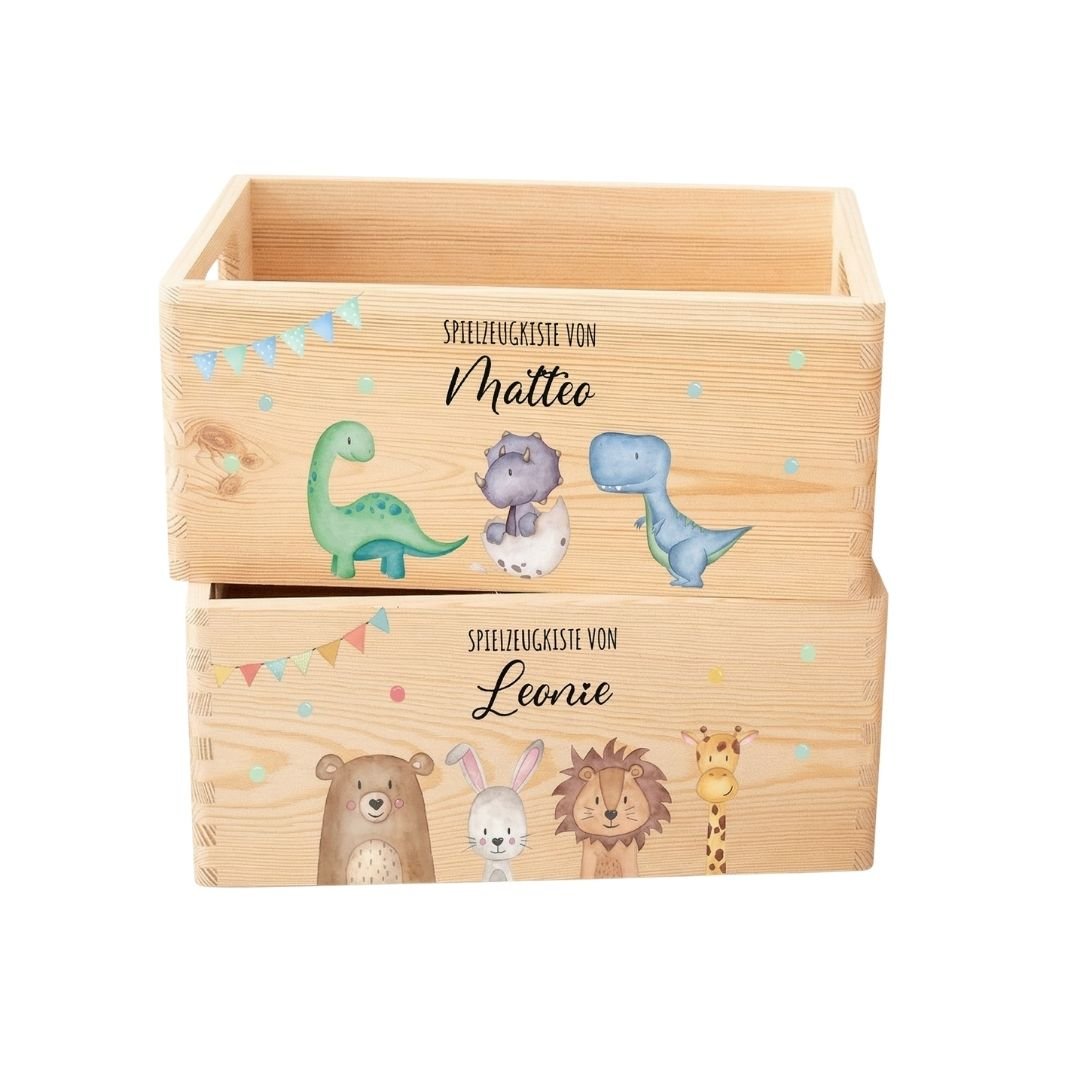 Spielzeugkiste "Tiere" ohne Deckel personalisiert - wunderwunsch