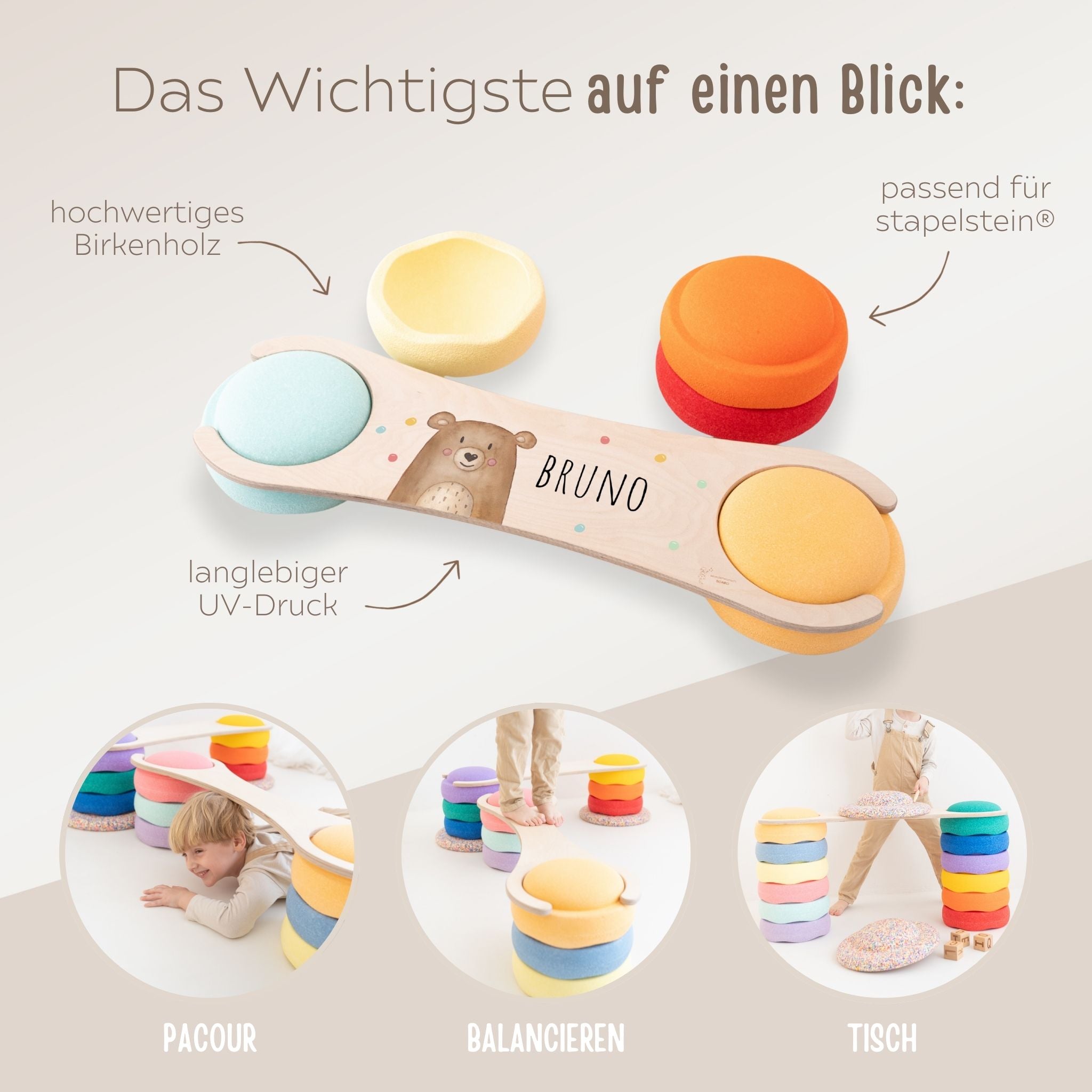 STAPELWELT Abenteuerbrücke für stapelstein® - Tier Aquarell - wunderwunsch