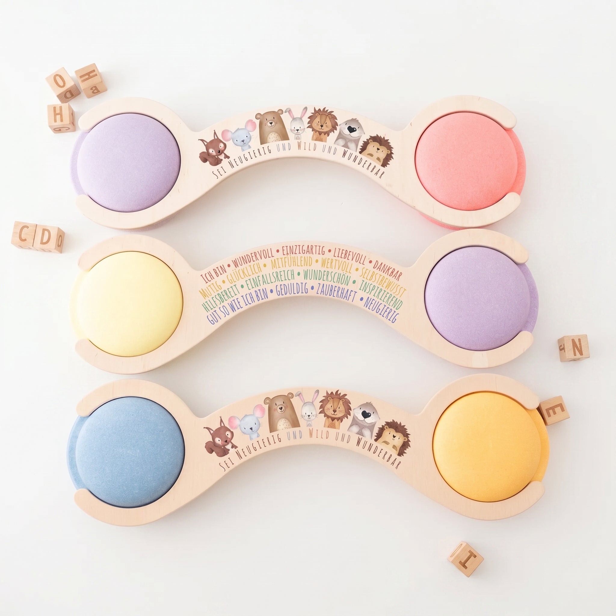 STAPELWELT Abenteuerbrücke "Regenbogen" aus Holz - Affirmationen - wunderwunsch