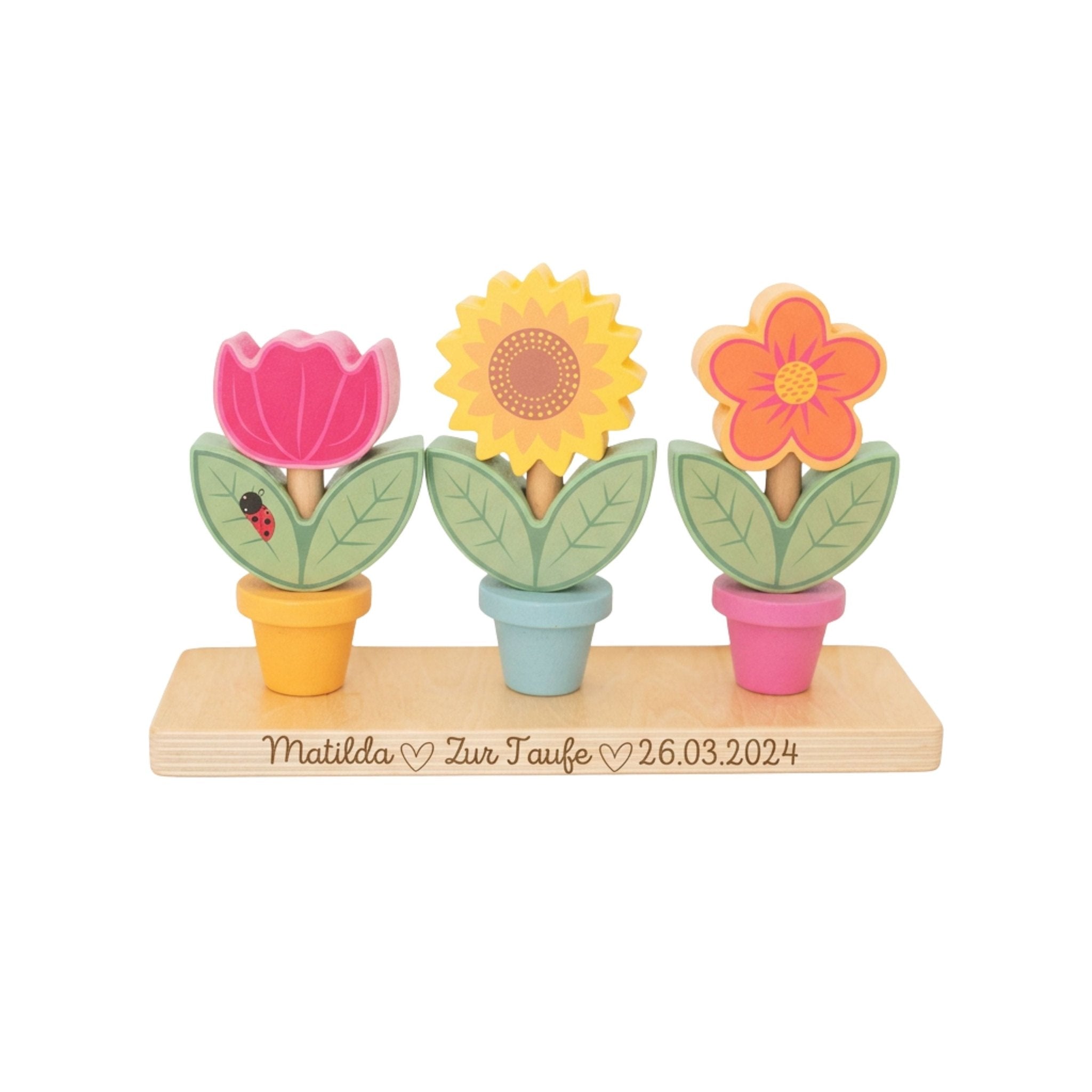 Steckspiel "Blumen" personalisierbar - wunderwunsch