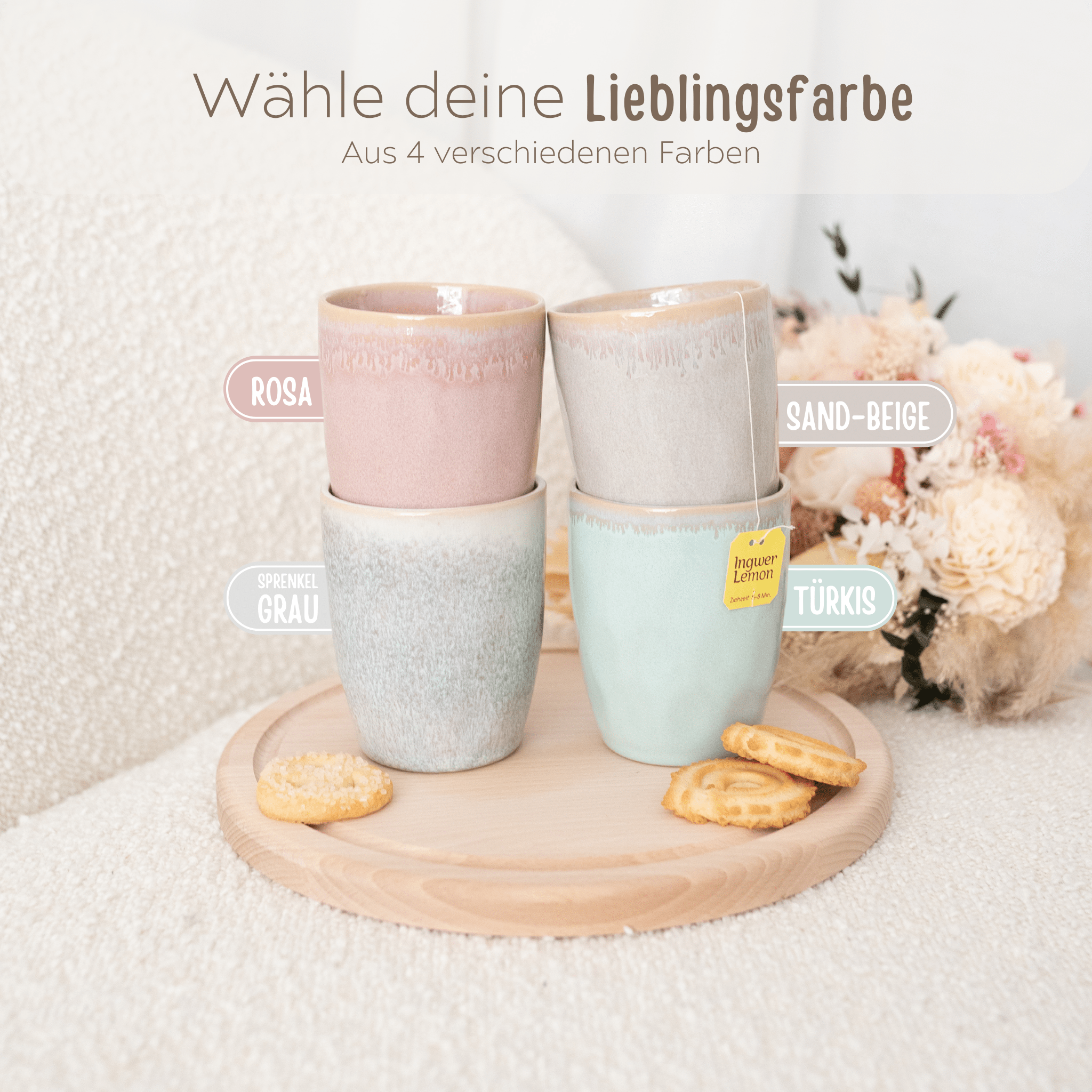 Steingut Becher sand personalisiert - Erzieherin/Lehrerin/Hebamme - wunderwunsch