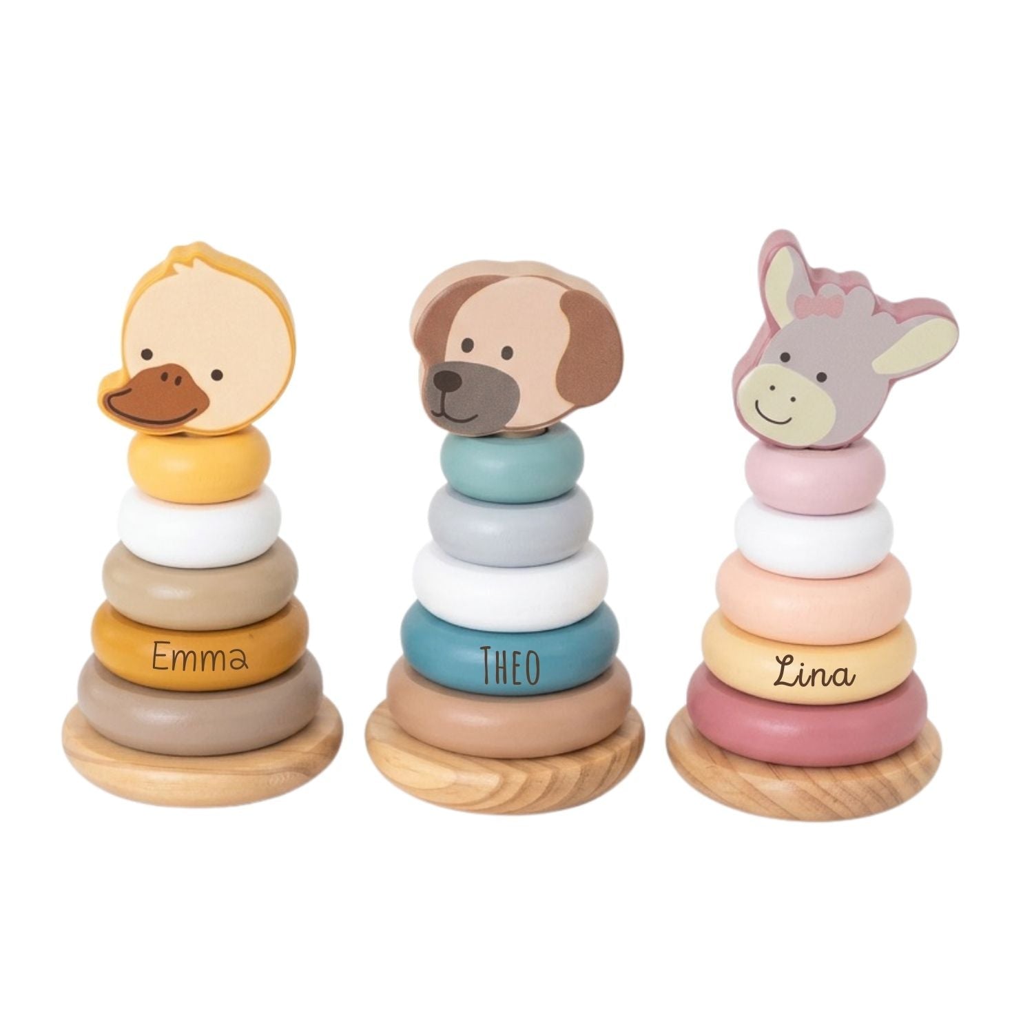 STERNTALER Stapelturm Tier Holz personalisierbar - wunderwunsch