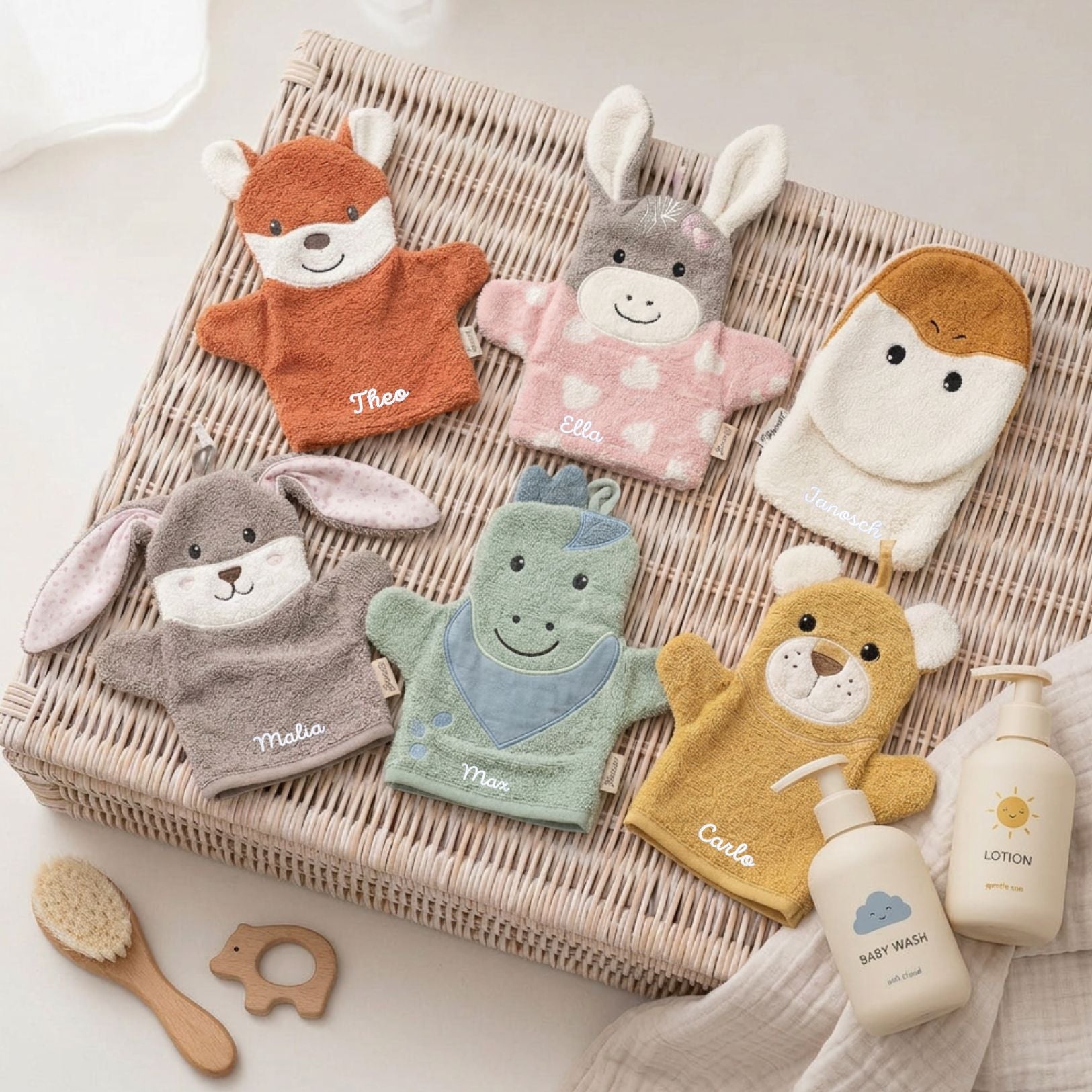 STERNTALER Waschhandschuh Tier Frottee personalisierbar - wunderwunsch