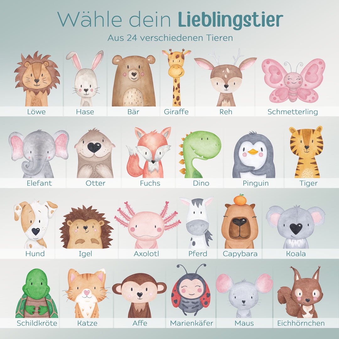 Stiftebecher Holz personalisiert - Tier Aquarell - wunderwunsch