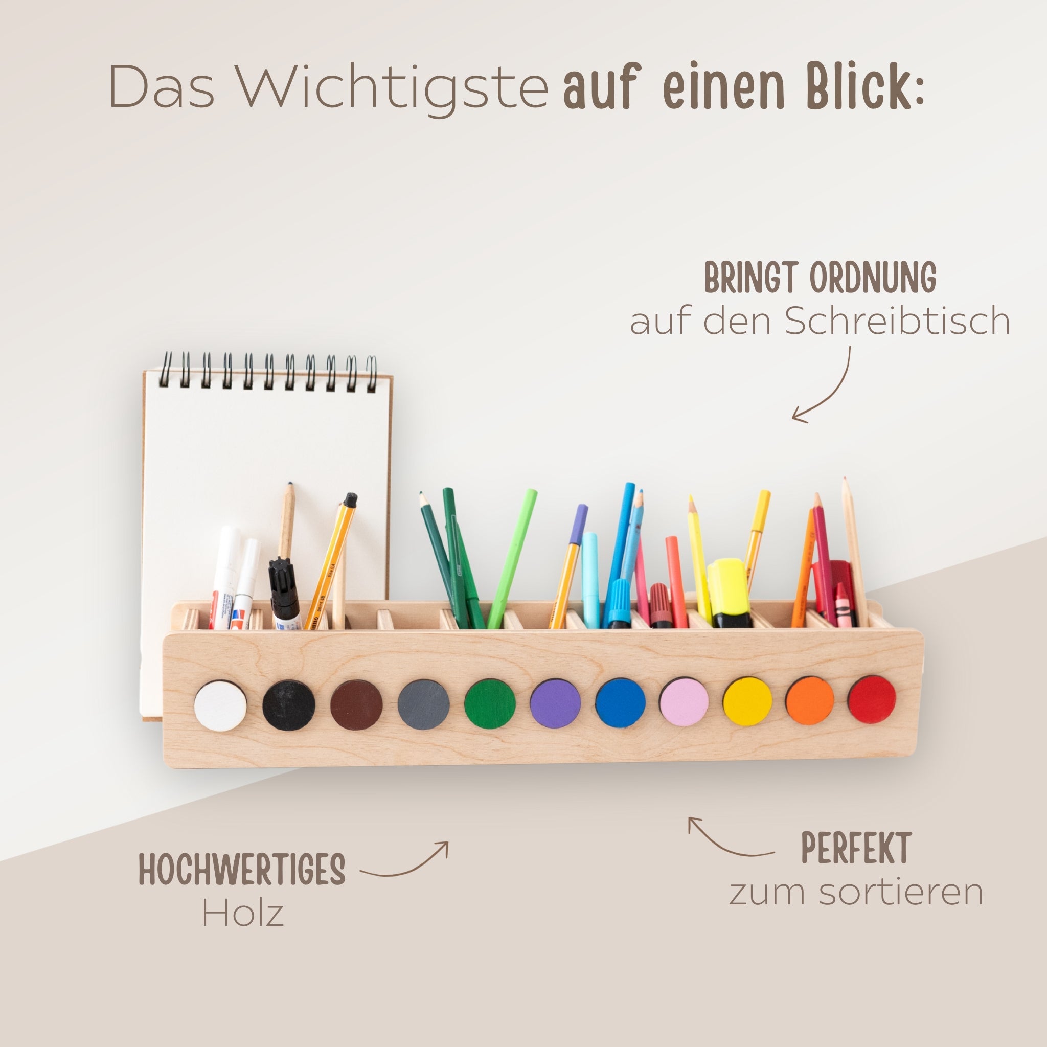 Stifteheld "Regenbogen Punkte bunt" personalisiert - wunderwunsch