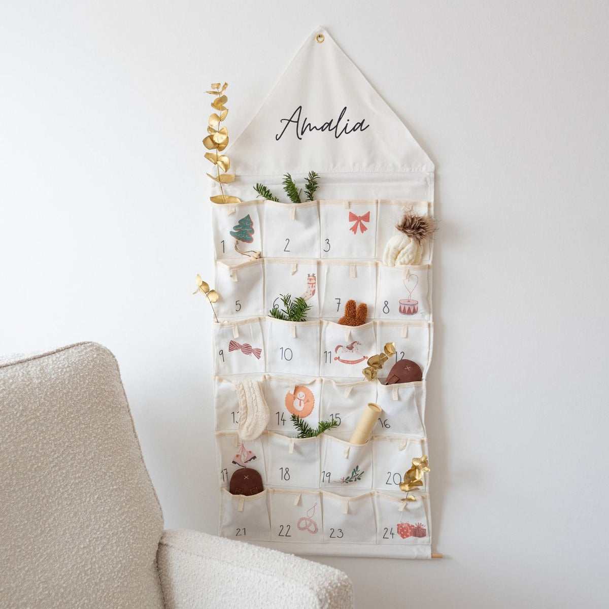 Stoff Adventskalender Haus personalisiert - Mädchen - wunderwunsch