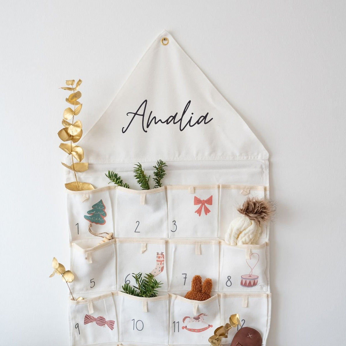 Stoff Adventskalender Haus personalisiert - Mädchen - wunderwunsch