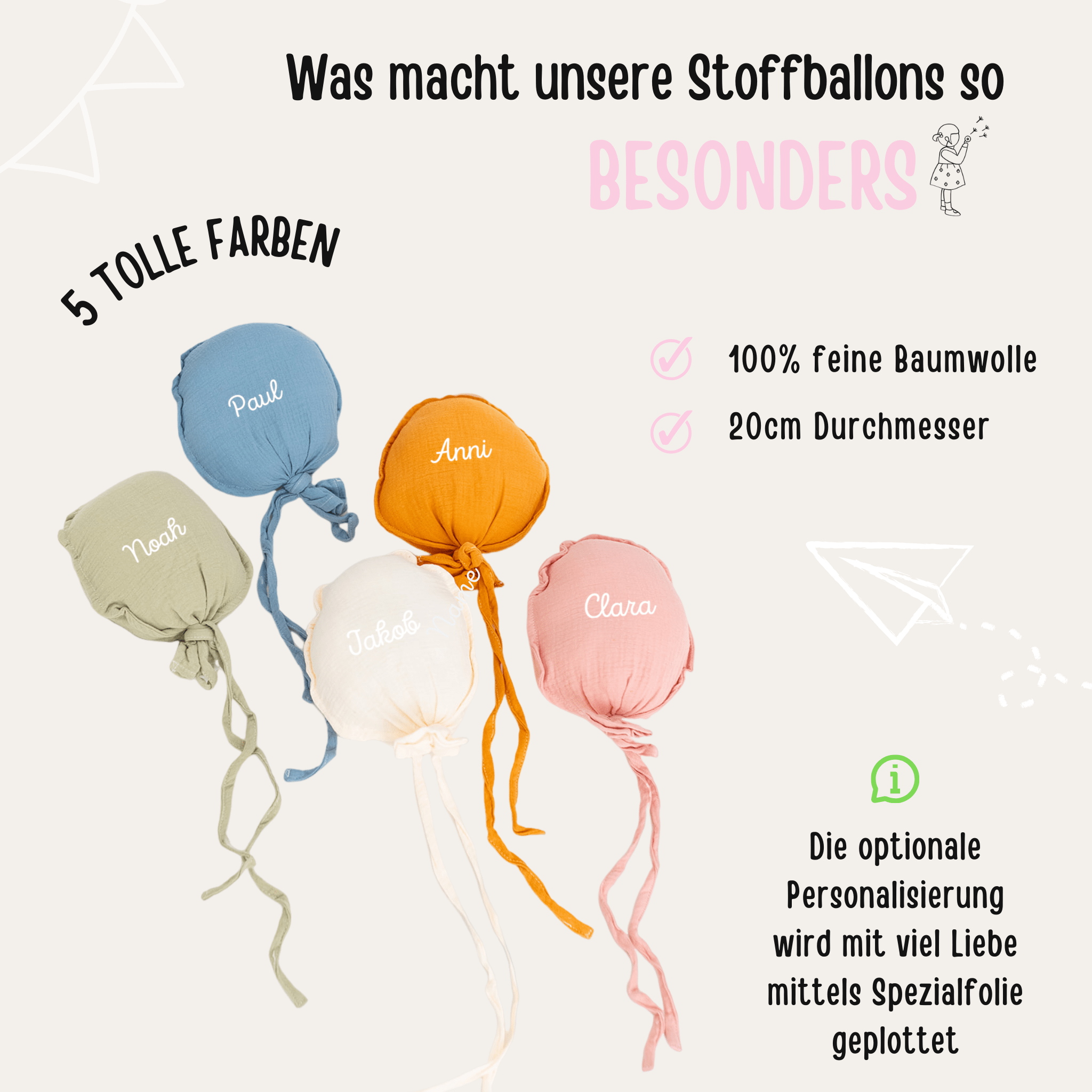 Stoffballon Kinderzimmer bunt - wunderwunsch