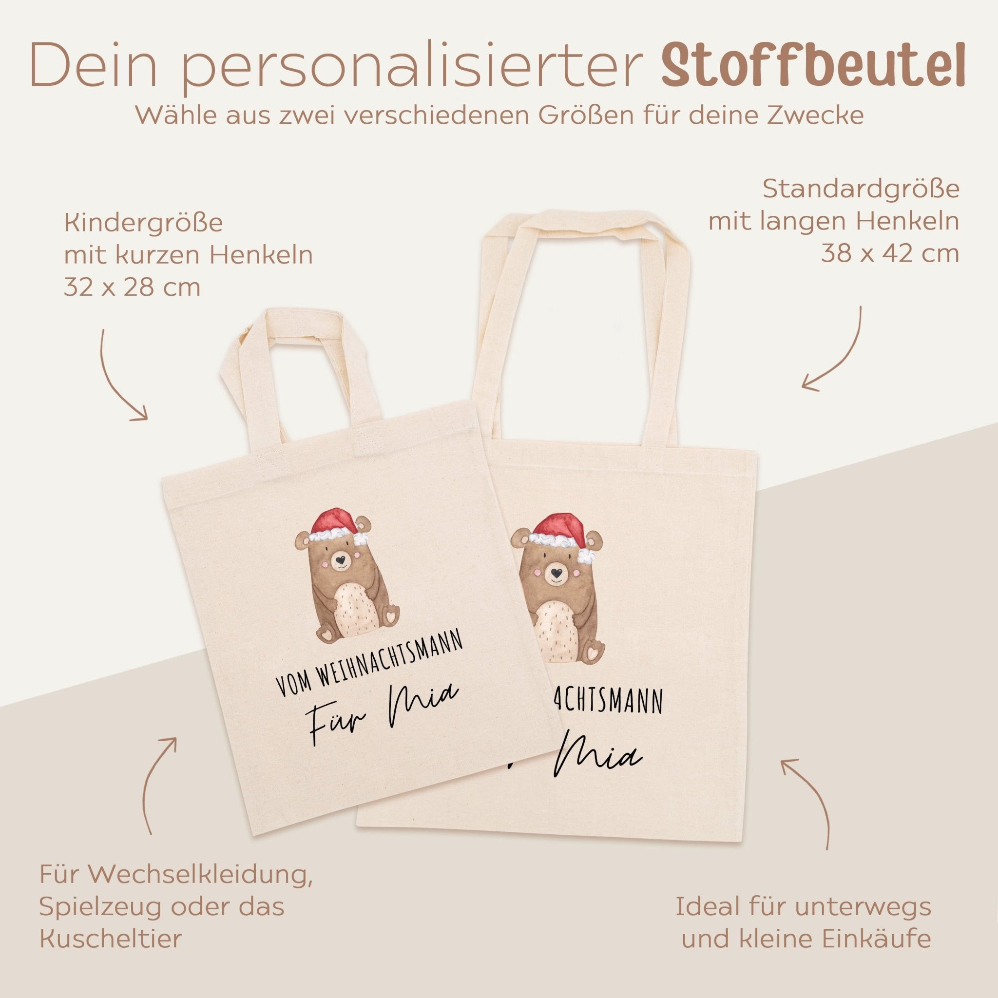 Stoffbeutel "Nikolaus/Weihnachtsmann" personalisiert - wunderwunsch