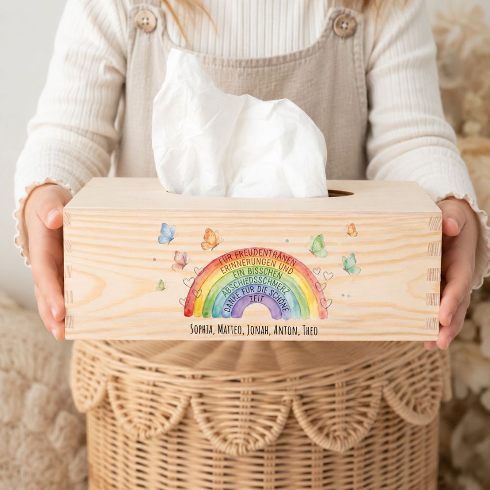 Taschentücherbox - Regenbogen Aquarell - wunderwunsch