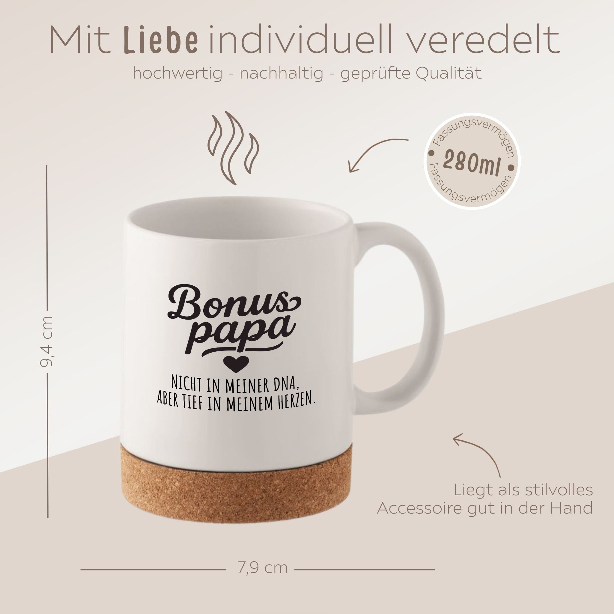 Tasse mit Korkboden - Bonuspapa - wunderwunsch