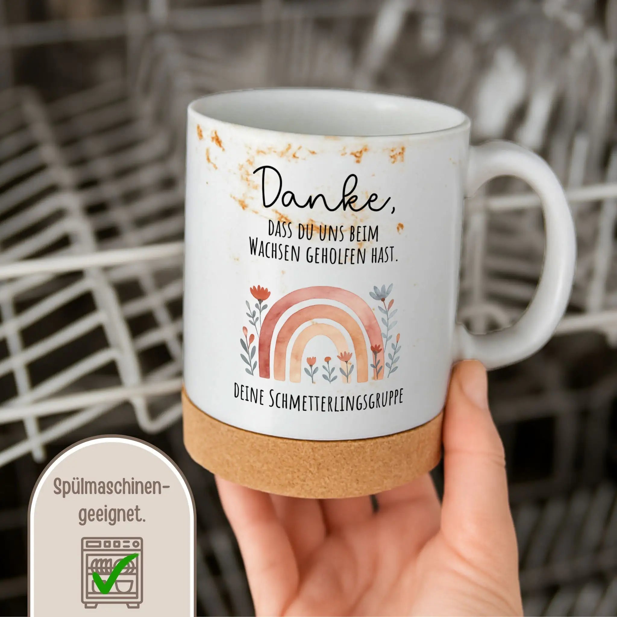 Tasse mit Korkboden - Danke dass du uns beim wachsen geholfen hast - wunderwunsch