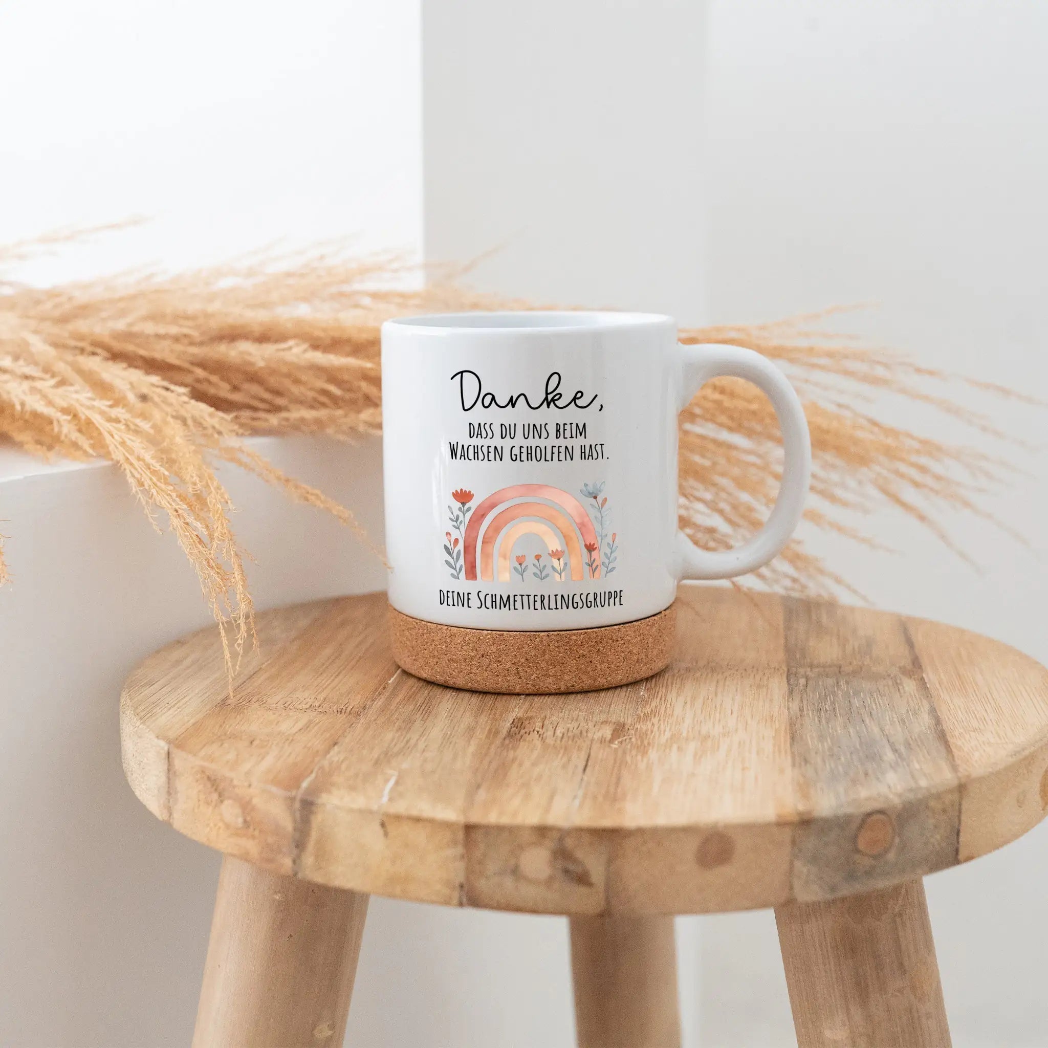 Tasse mit Korkboden - Danke dass du uns beim wachsen geholfen hast - wunderwunsch
