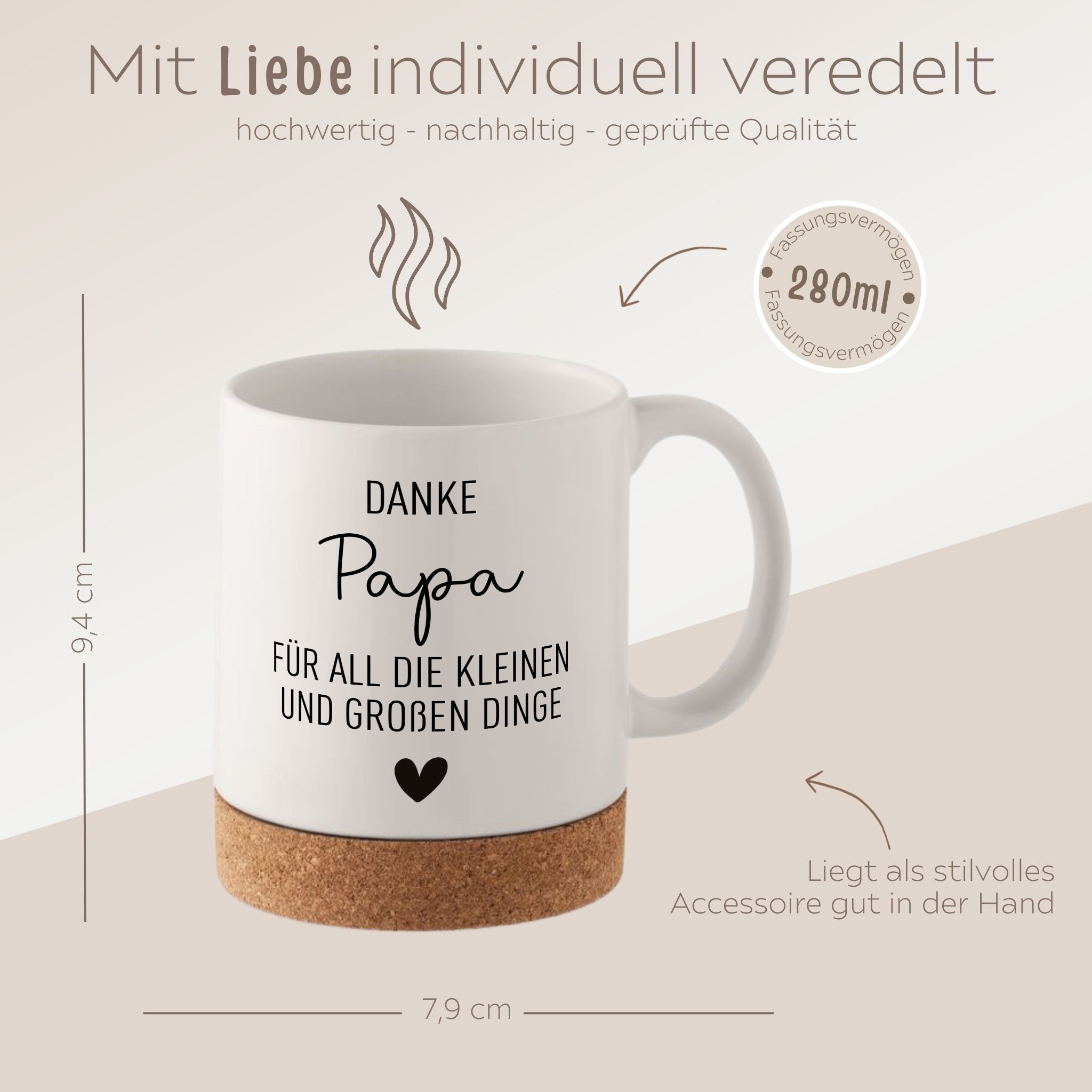 Tasse mit Korkboden - Danke Mama/Papa - wunderwunsch