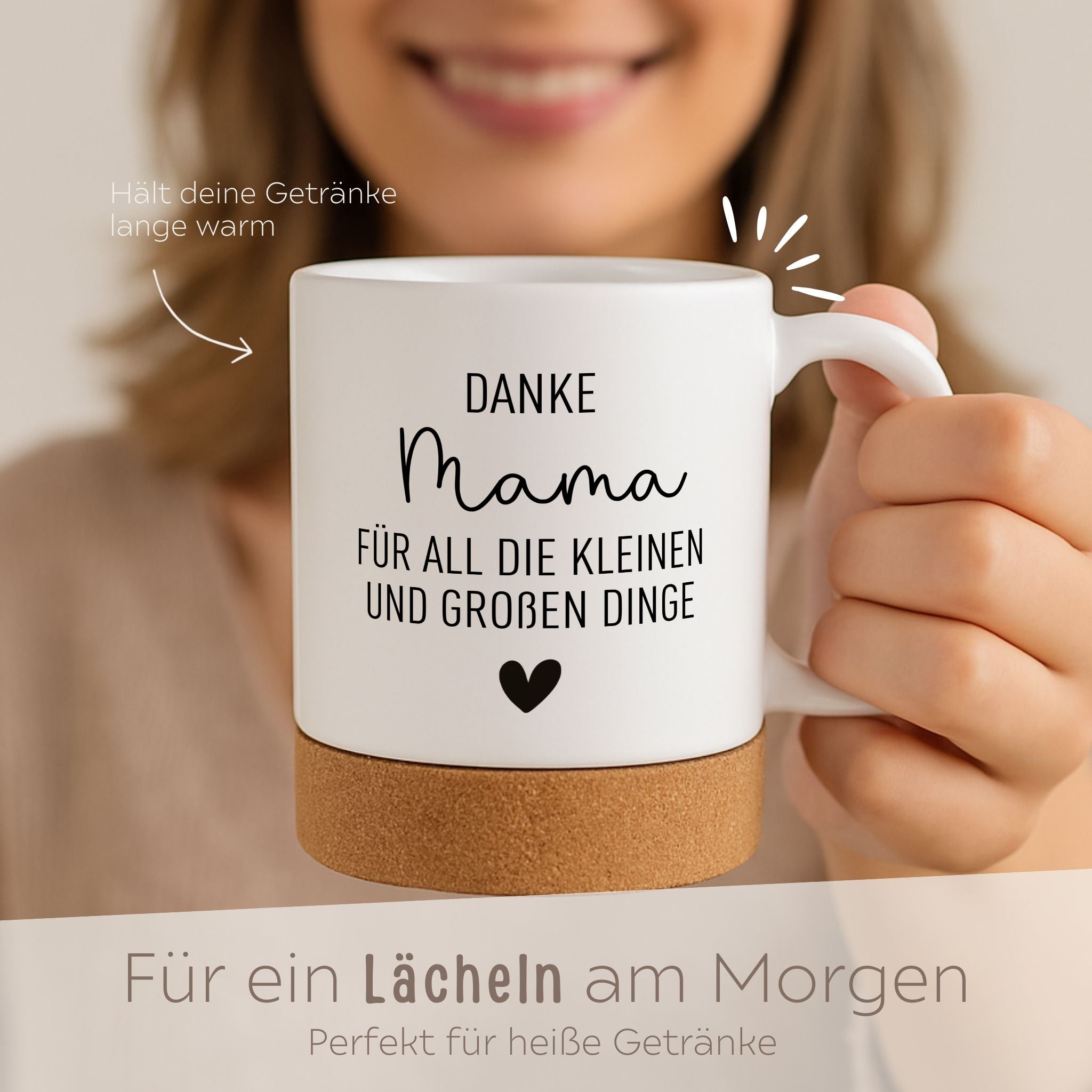 Tasse mit Korkboden - Danke Mama/Papa - wunderwunsch