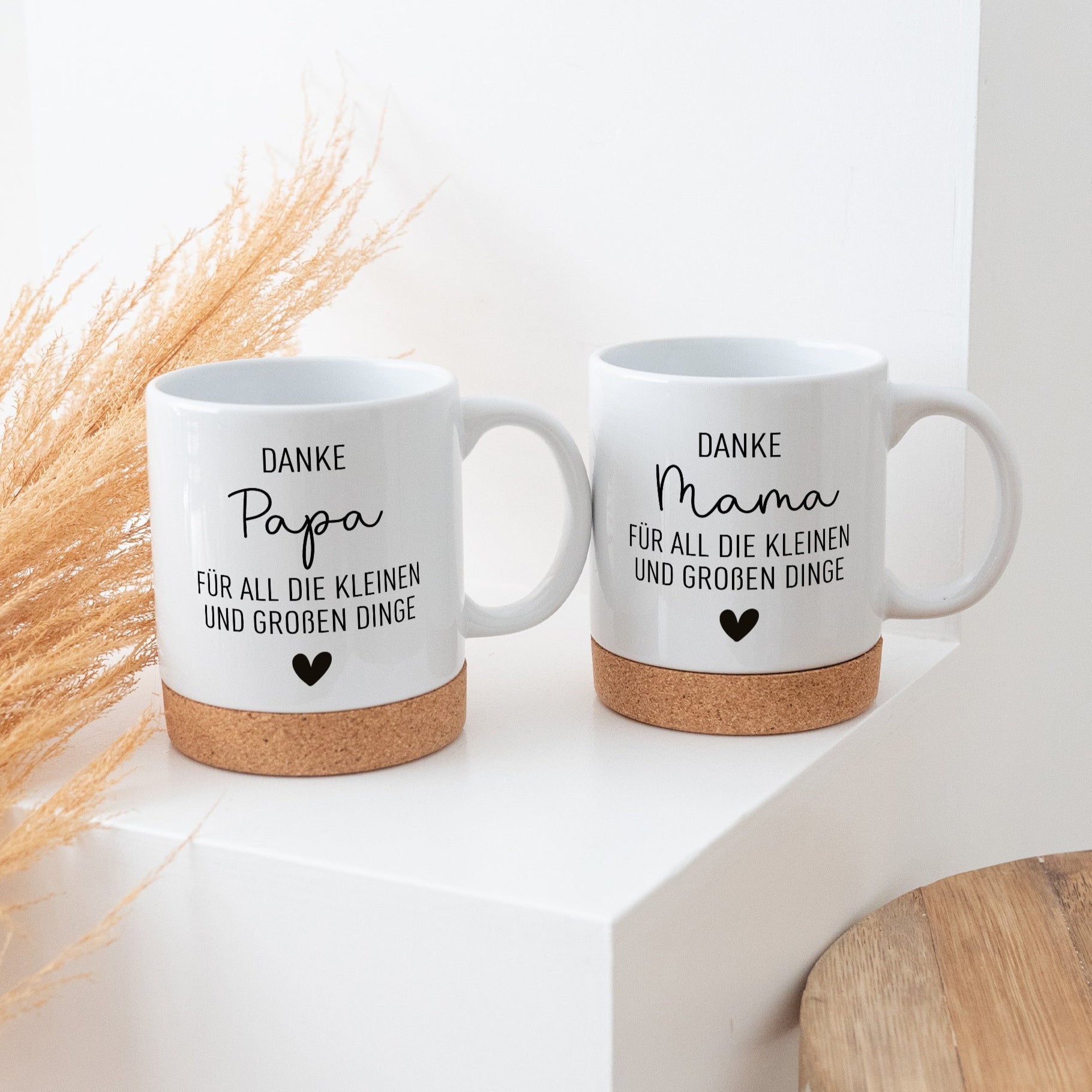 Tasse mit Korkboden - Danke Mama/Papa - wunderwunsch