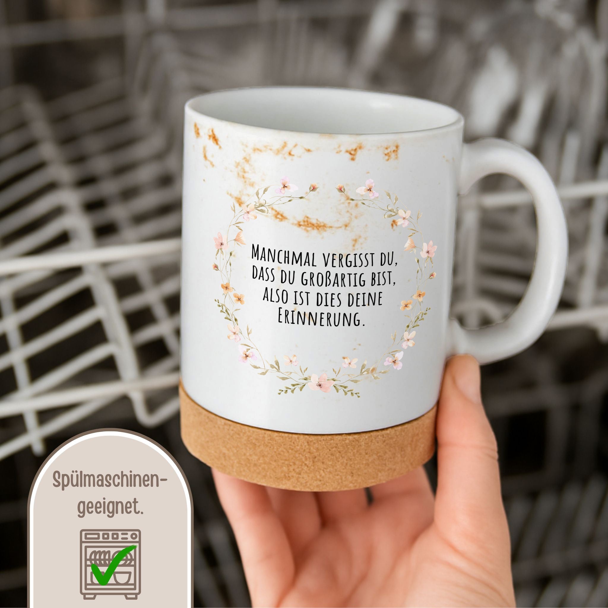 Tasse mit Korkboden - Du bist großartig - wunderwunsch