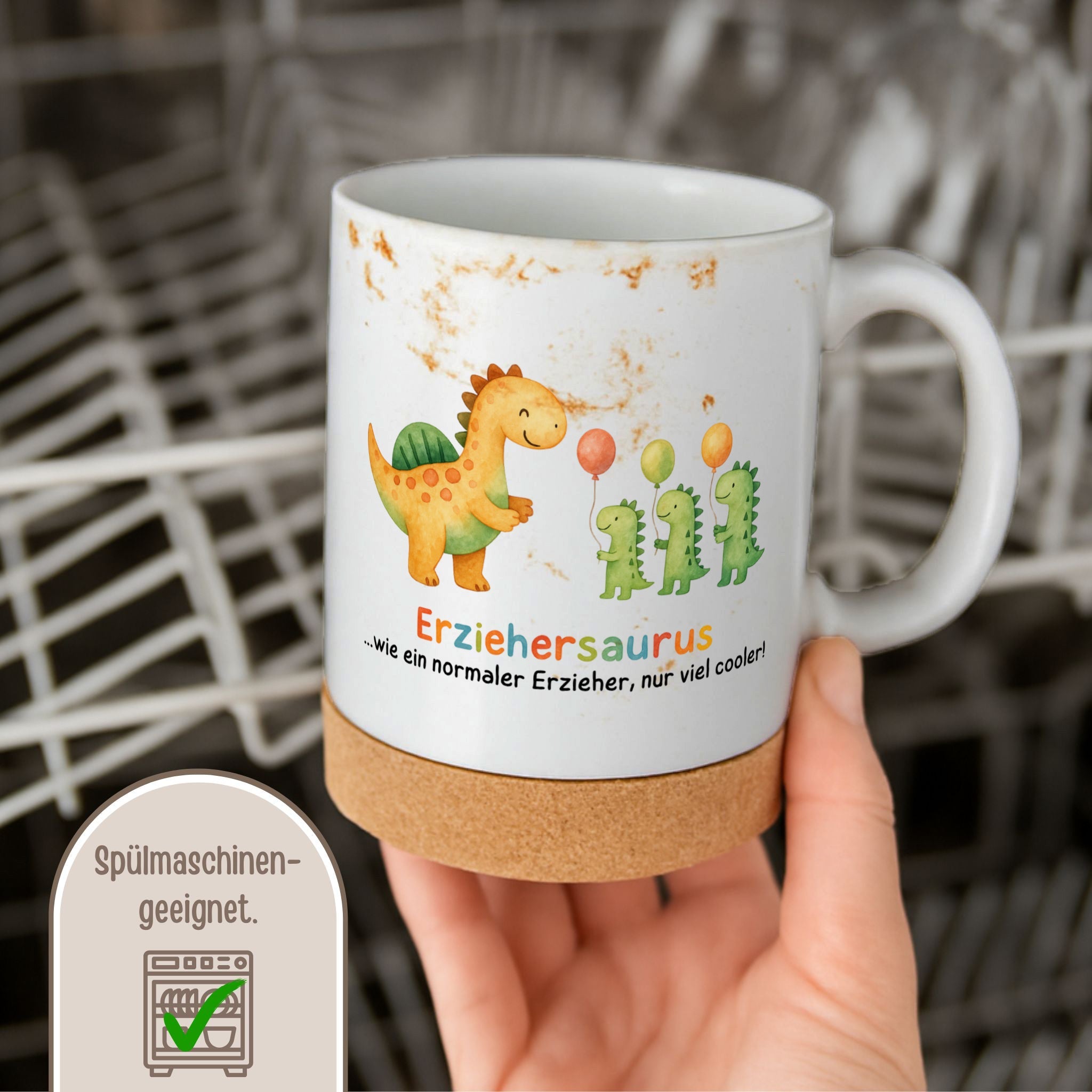 Tasse mit Korkboden - Erziehersaurus - wunderwunsch