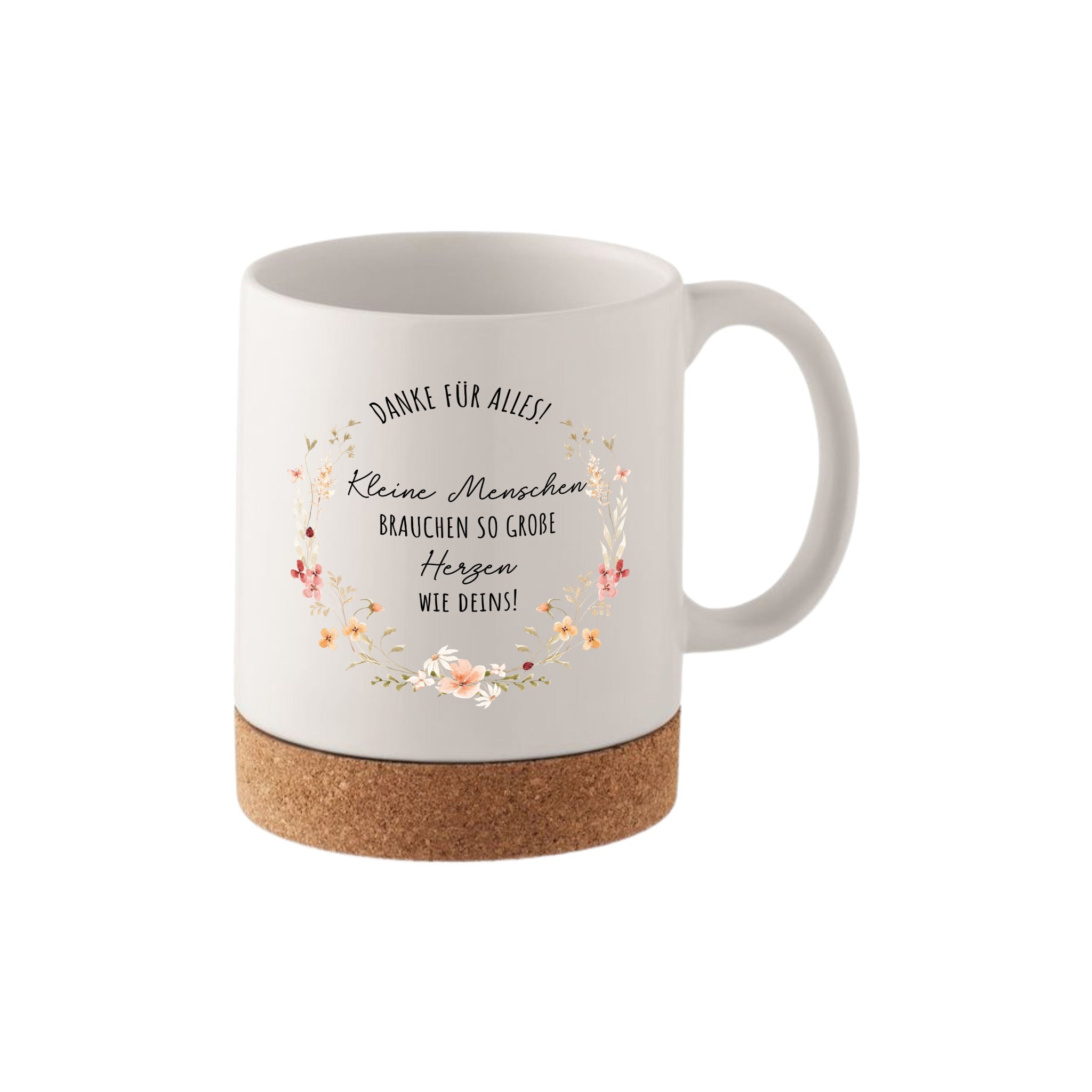 Tasse mit Korkboden - Kleine Menschen große Herzen - wunderwunsch