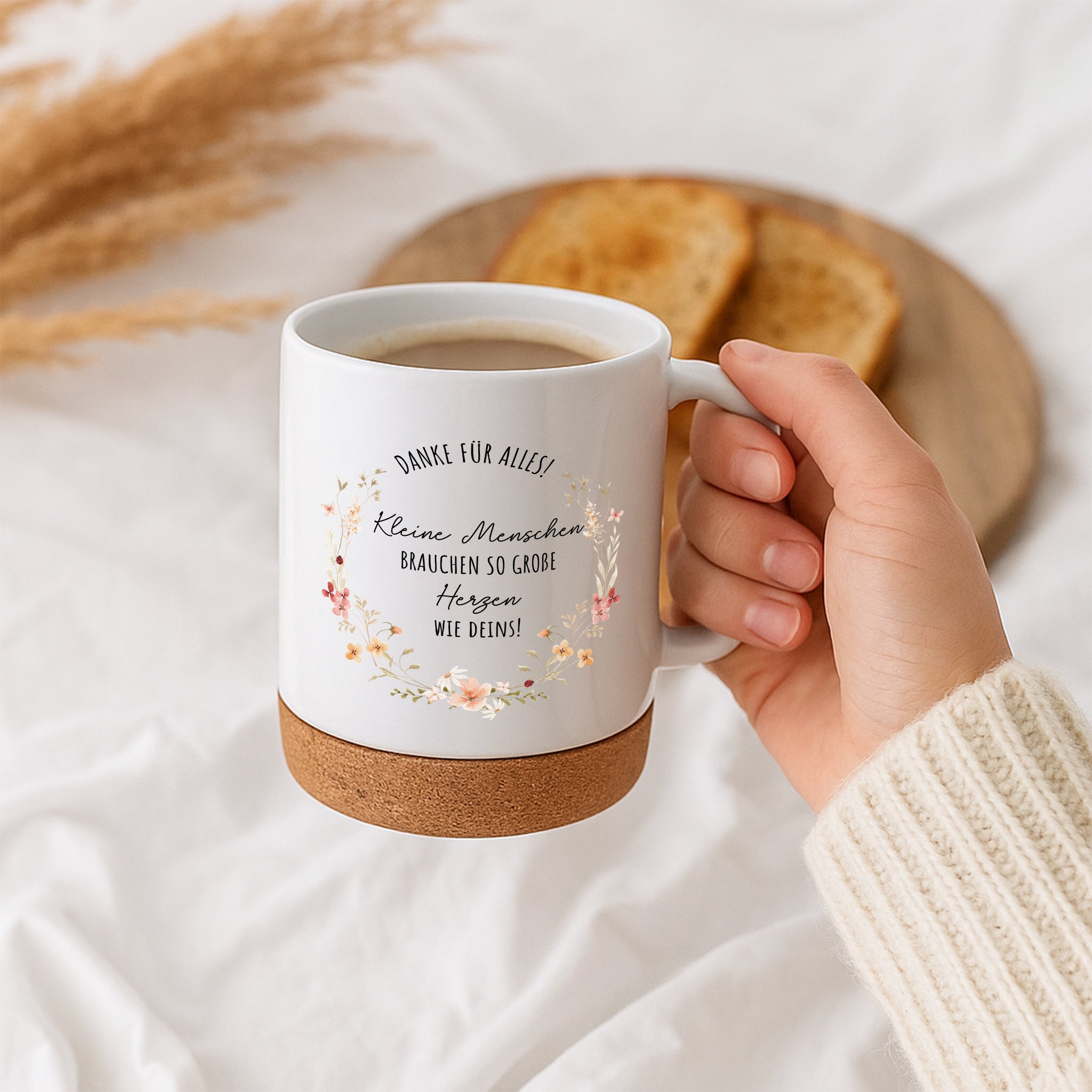 Tasse mit Korkboden - Kleine Menschen große Herzen - wunderwunsch
